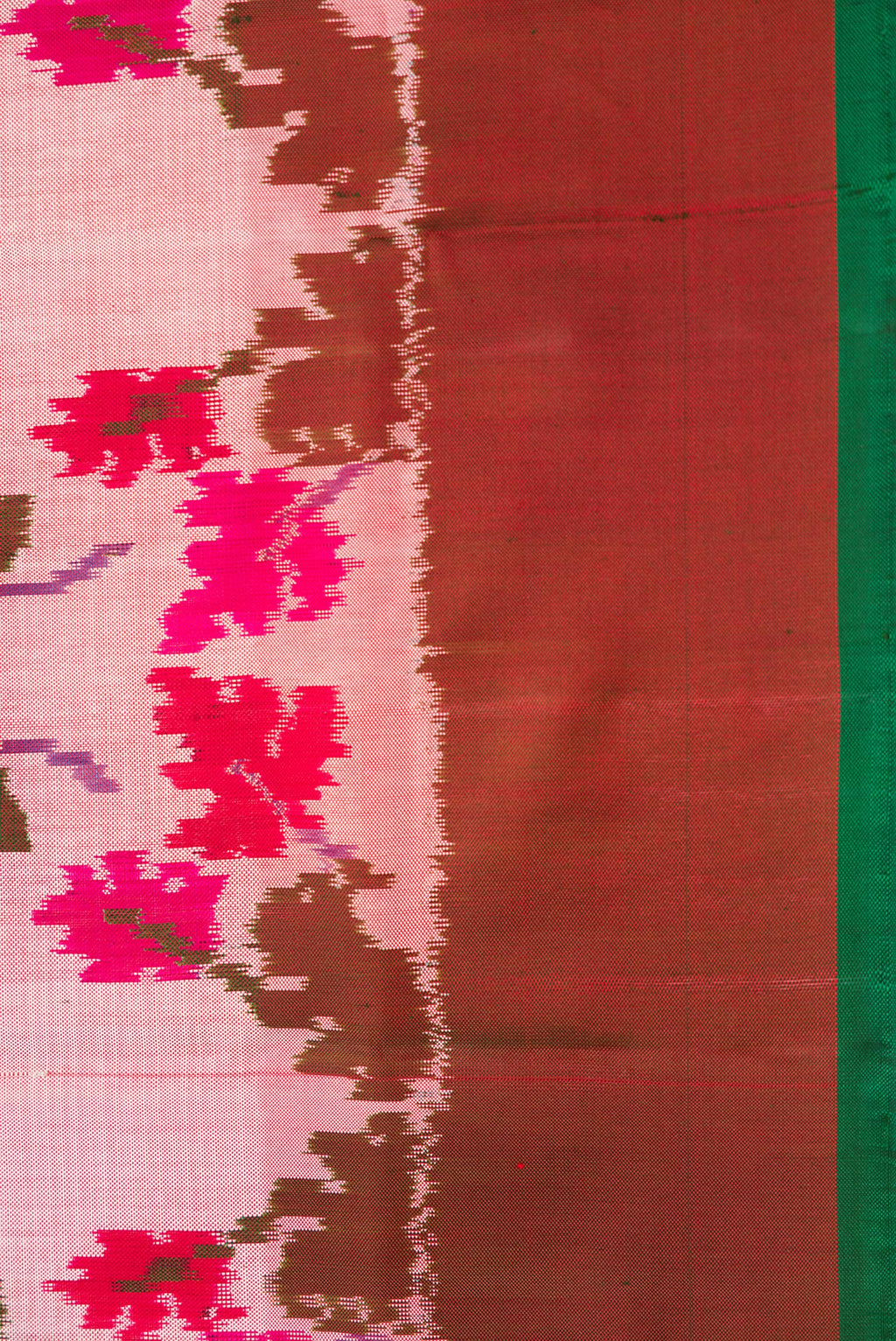 Border image of Pink Dual Tone Double Ikat Saree with Ikat Print on the body and Zari Border. 