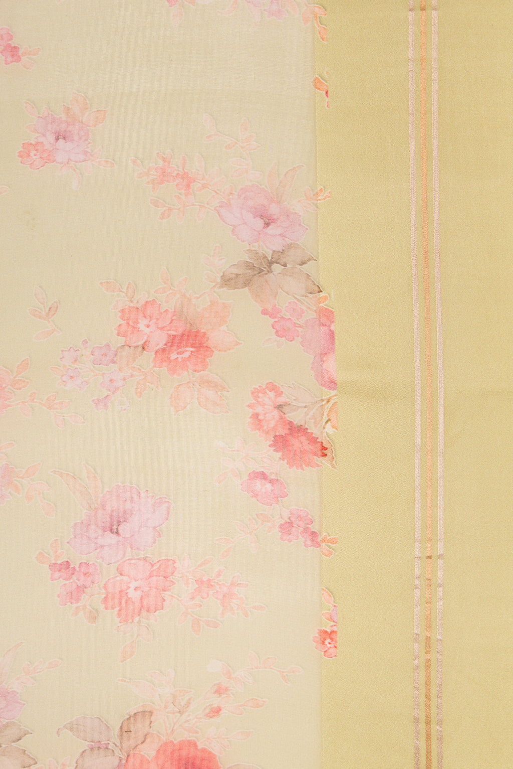 Border image of Pista Green Dual Tone Organza Silk Saree with Printed design on the body and Zari And Thread Border. 