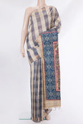 Multi Color Tussar Saree with Checked design on the body and Zari Border.  displayed on a mannequin