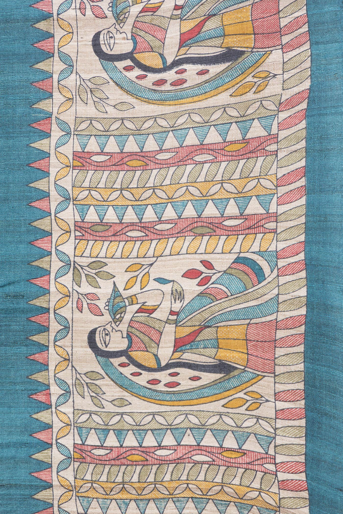 Border image of Sky Blue Dual Tone Tussar Silk Saree with Plain Body and Fancy Border. 