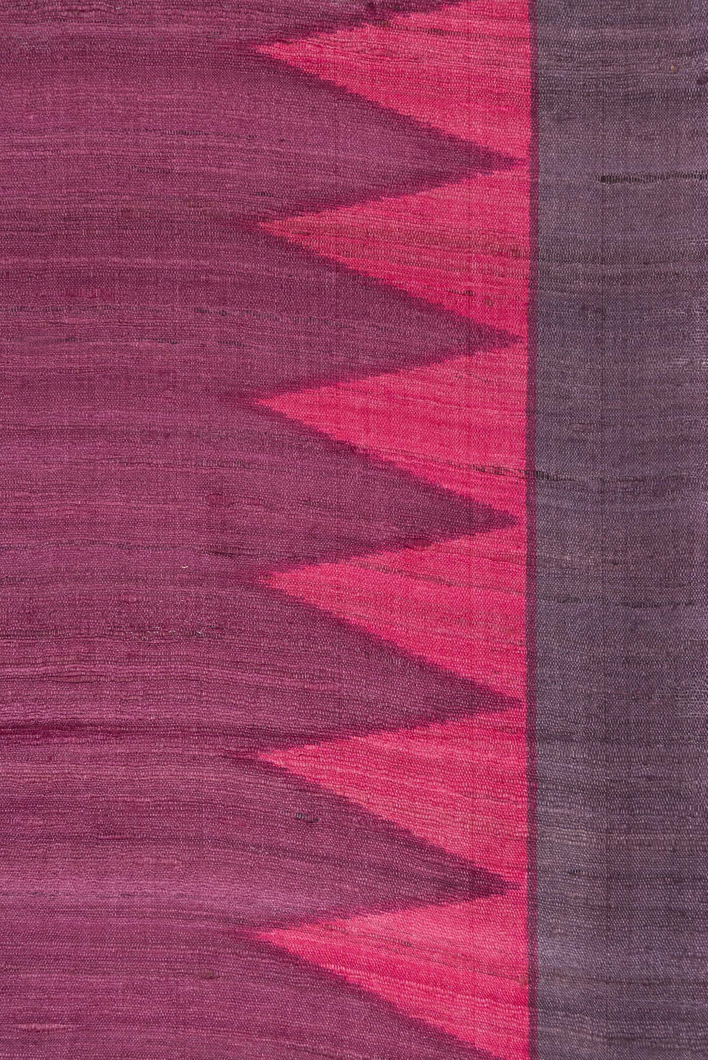 Border image of Purple Dual Tone Tussar Silk Saree with Plain Body and Temple Border. 