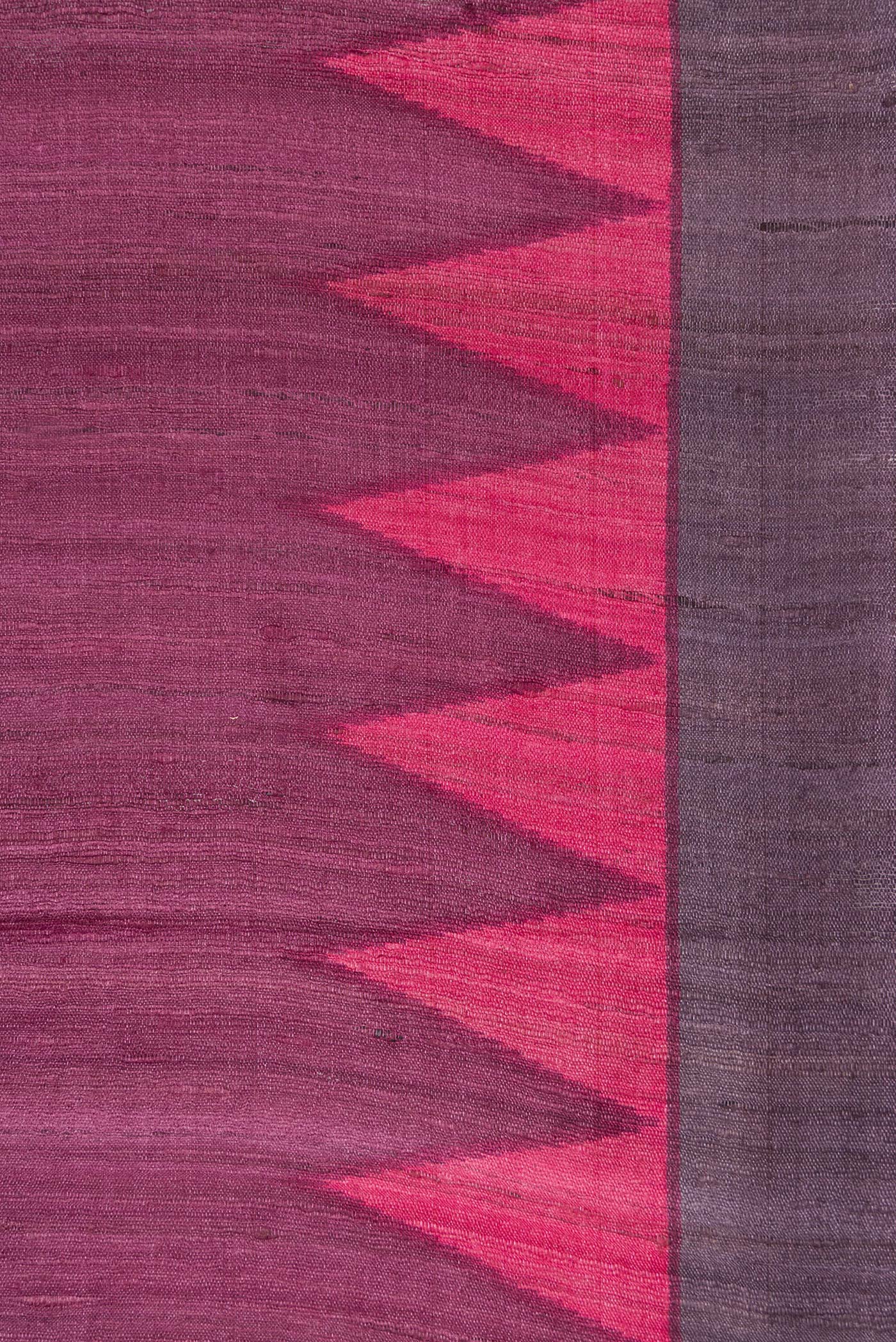 Border image of Purple Dual Tone Tussar Silk Saree with Plain Body and Temple Border. 