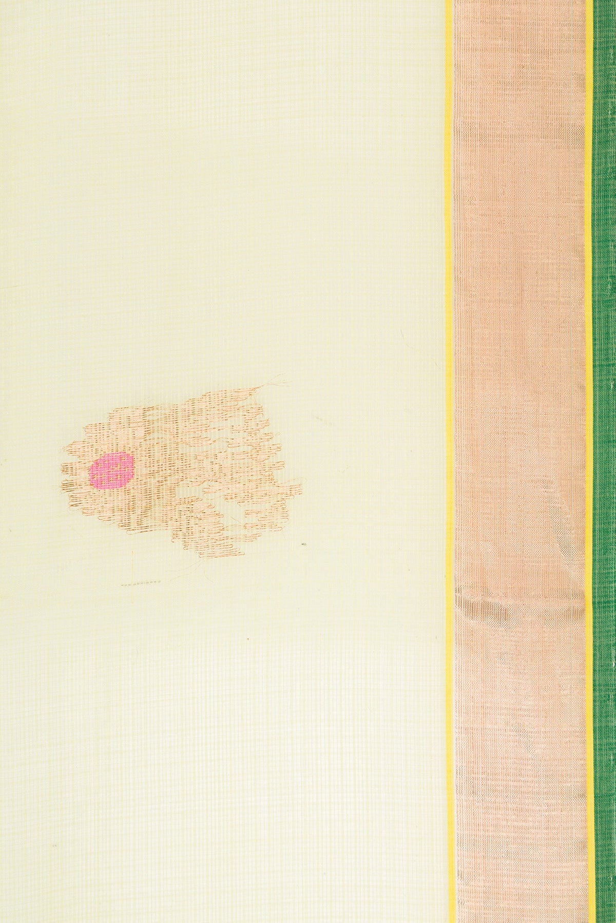 Border image of Yellow Dual Tone Kota Silk Saree with Zari And Thread Butta on the body and Zari Border. 