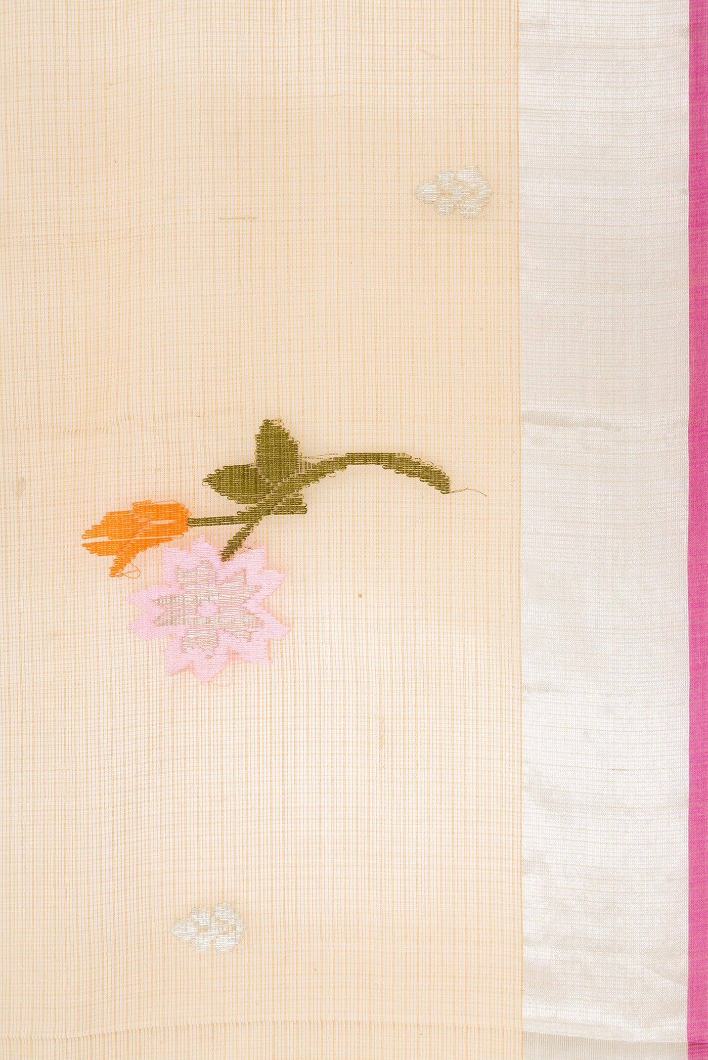 Border image of Sandal Dual Tone Kota Silk Saree with Zari And Thread Butta on the body and Zari Border. 