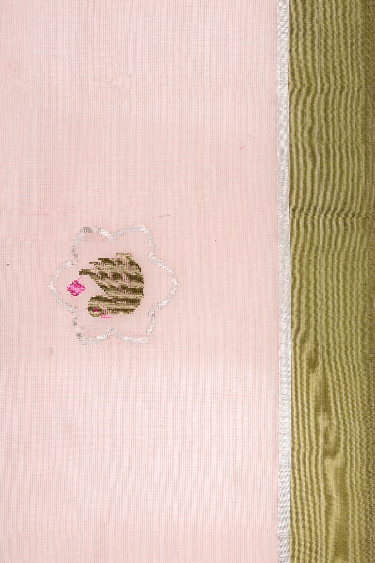 Border image of Pink Dual Tone Kota Silk Saree with Zari And Thread Butta on the body and Zari Border. 