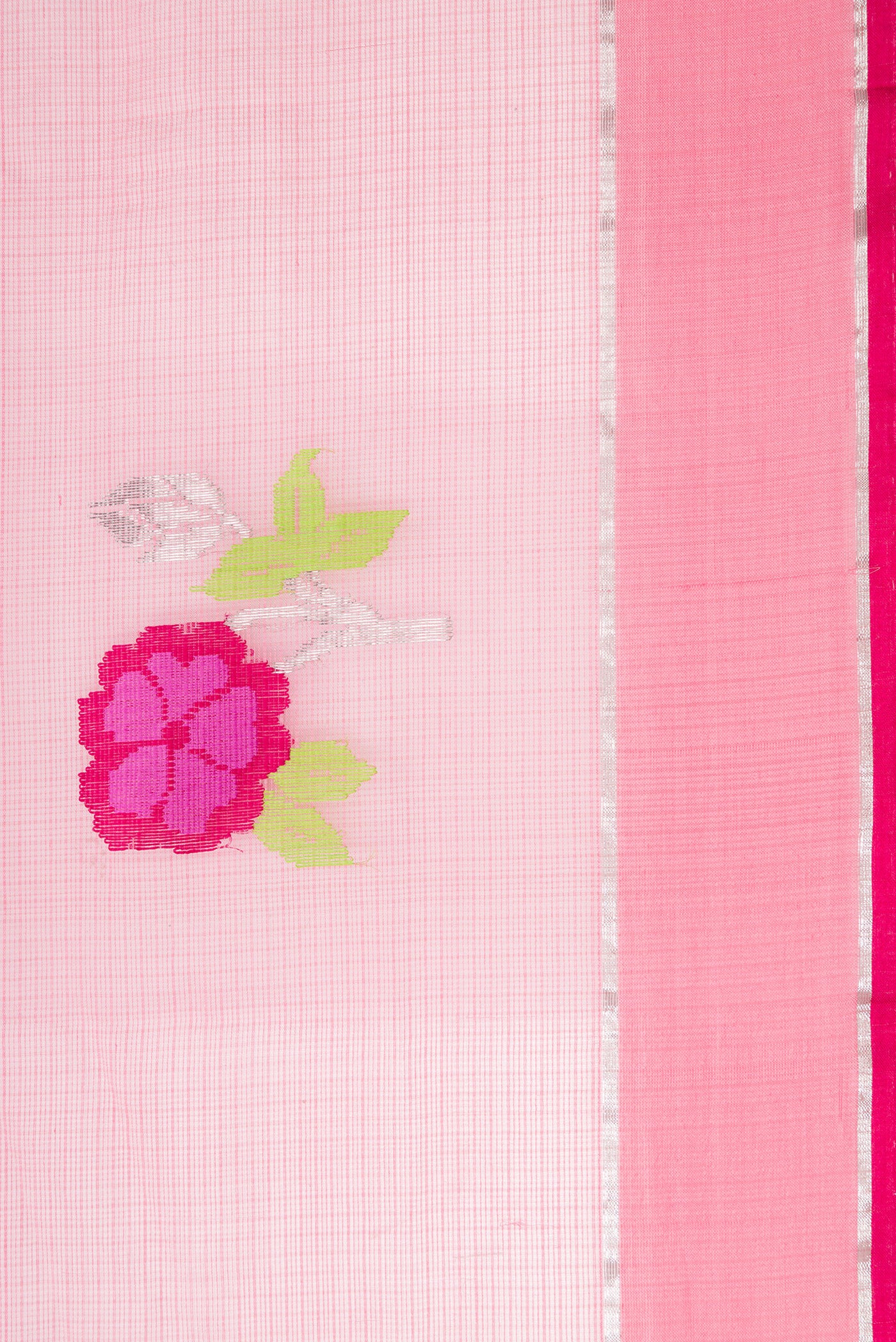 Border image of Pink Dual Tone Kota Silk Saree with Zari And Thread Butta on the body and Zari Border. 