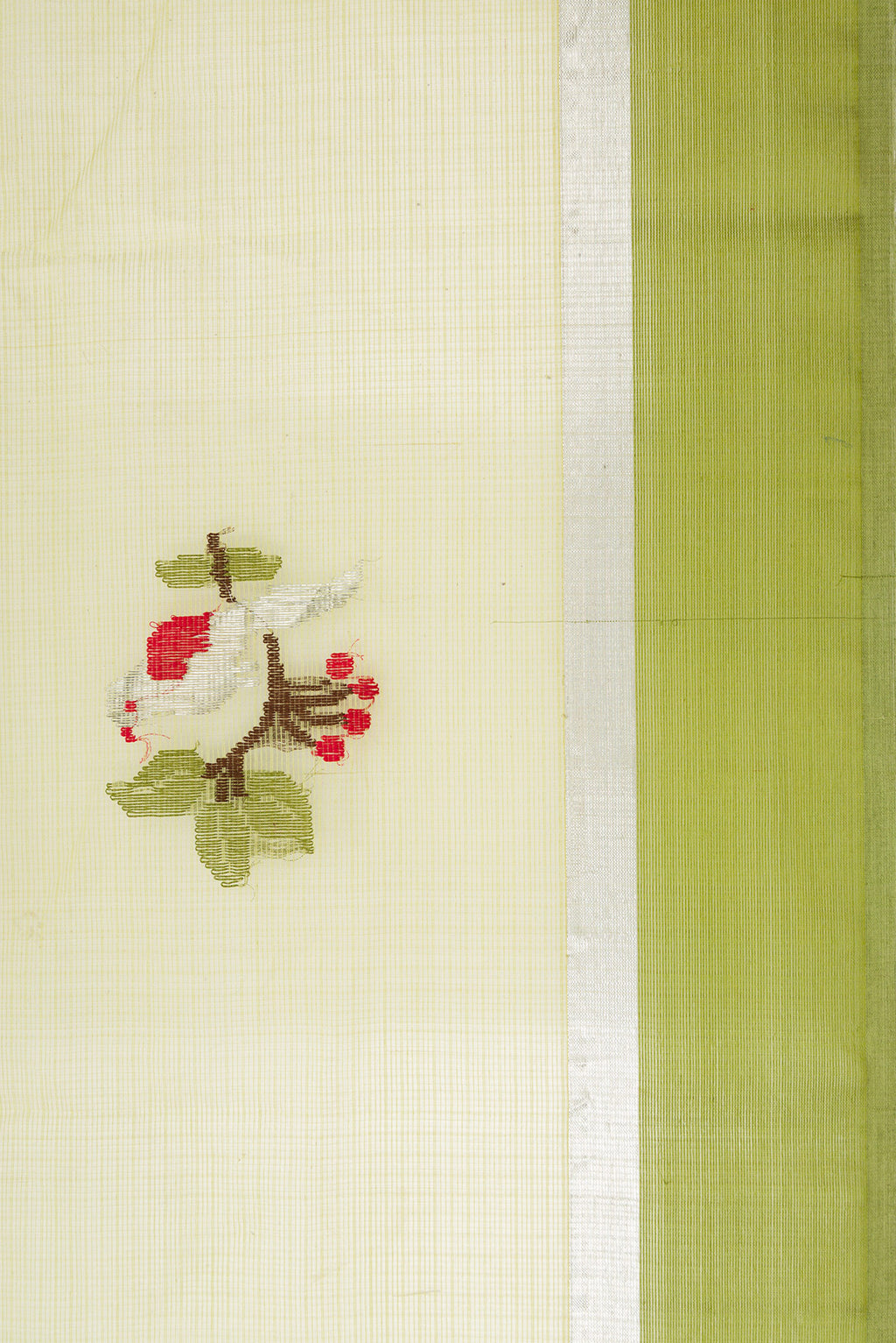Border image of Pista Green Dual Tone Kota Silk Saree with Zari And Thread Butta on the body and Zari Border. 