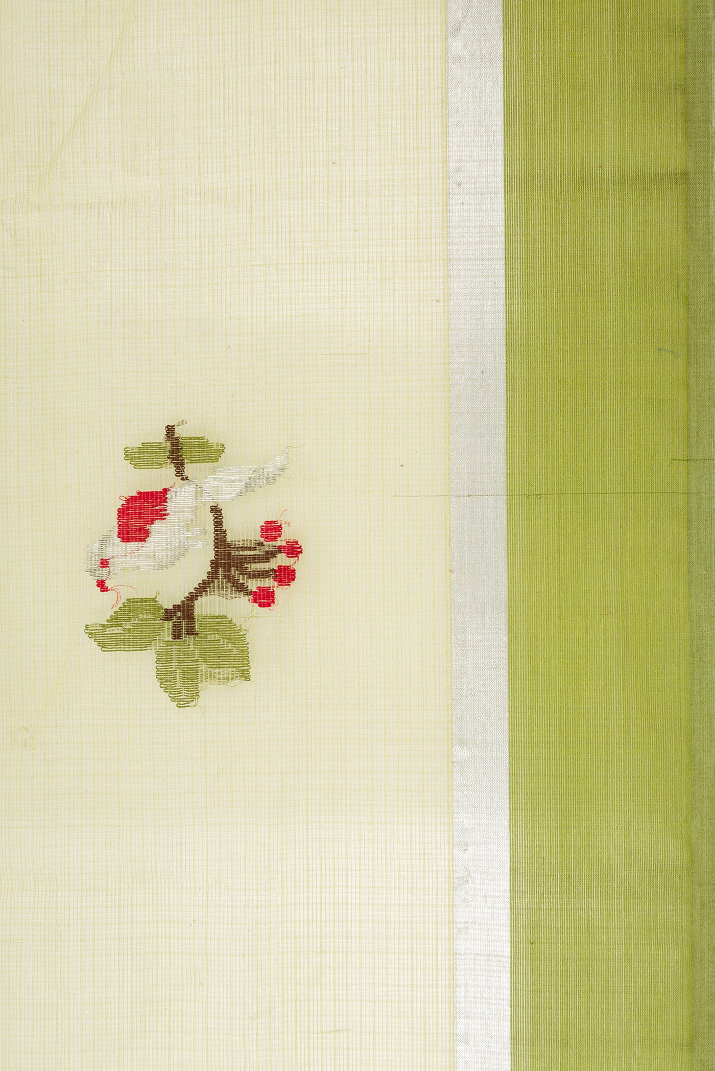 Border image of Pista Green Dual Tone Kota Silk Saree with Zari And Thread Butta on the body and Zari Border. 