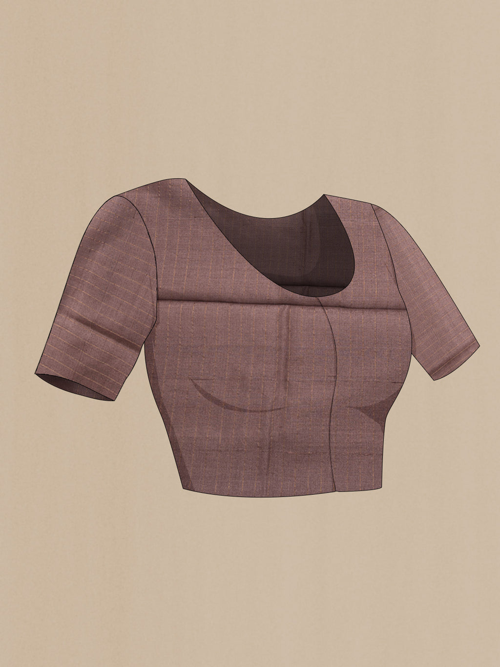 Close up image of the blouse of Brown Dual Tone Tussar Silk Saree with Checked design on the body and Printed Border. 