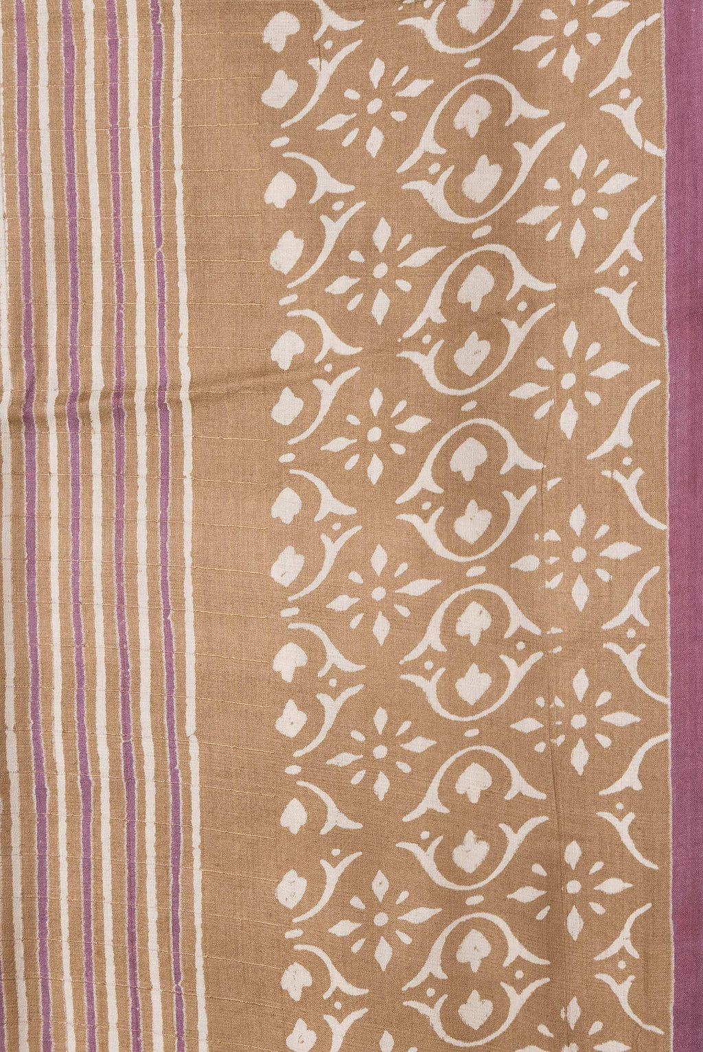Border image of Caramel Dual Tone Tussar Silk Saree with Printed design on the body and Printed Border. 