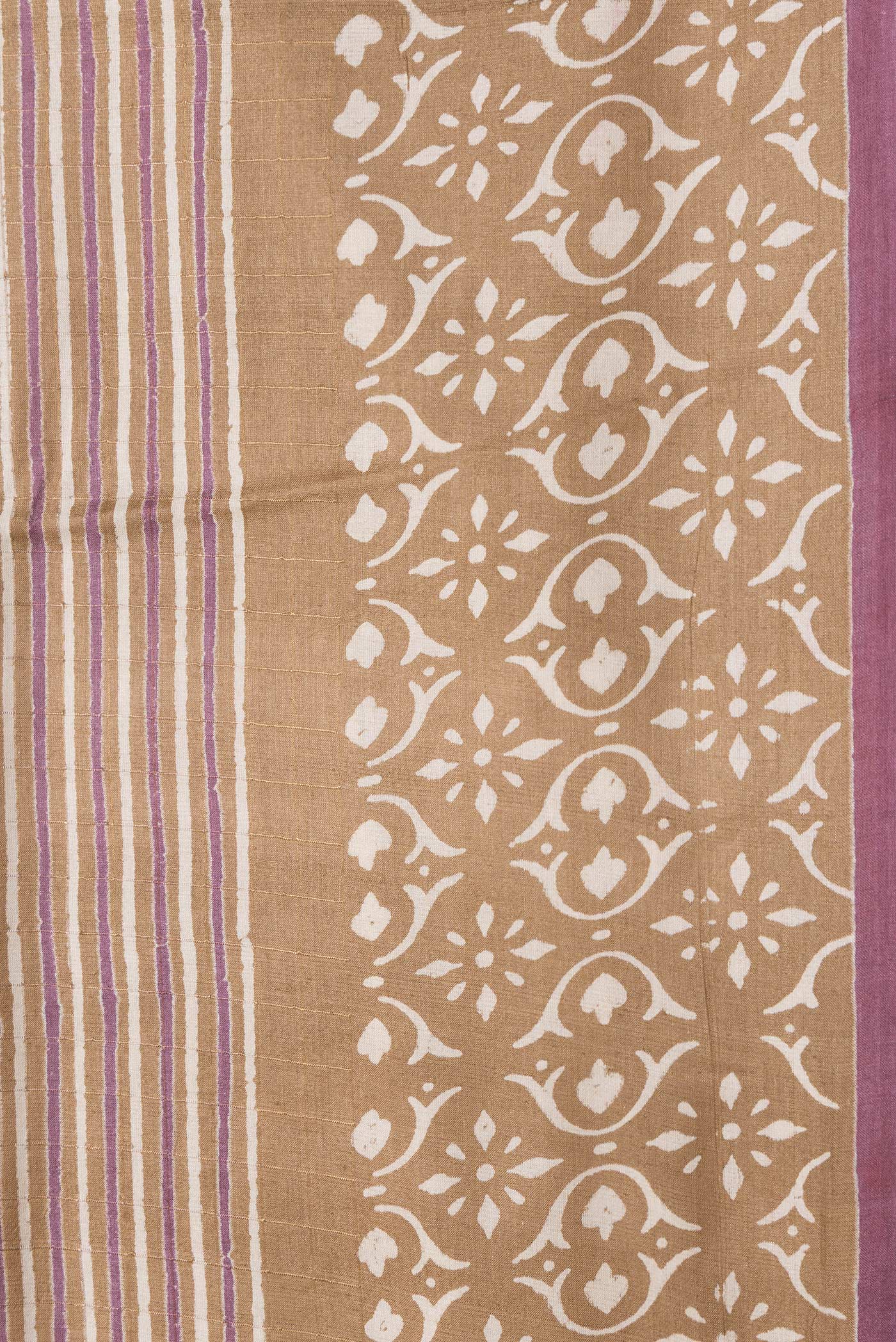 Border image of Caramel Dual Tone Tussar Silk Saree with Printed design on the body and Printed Border. 