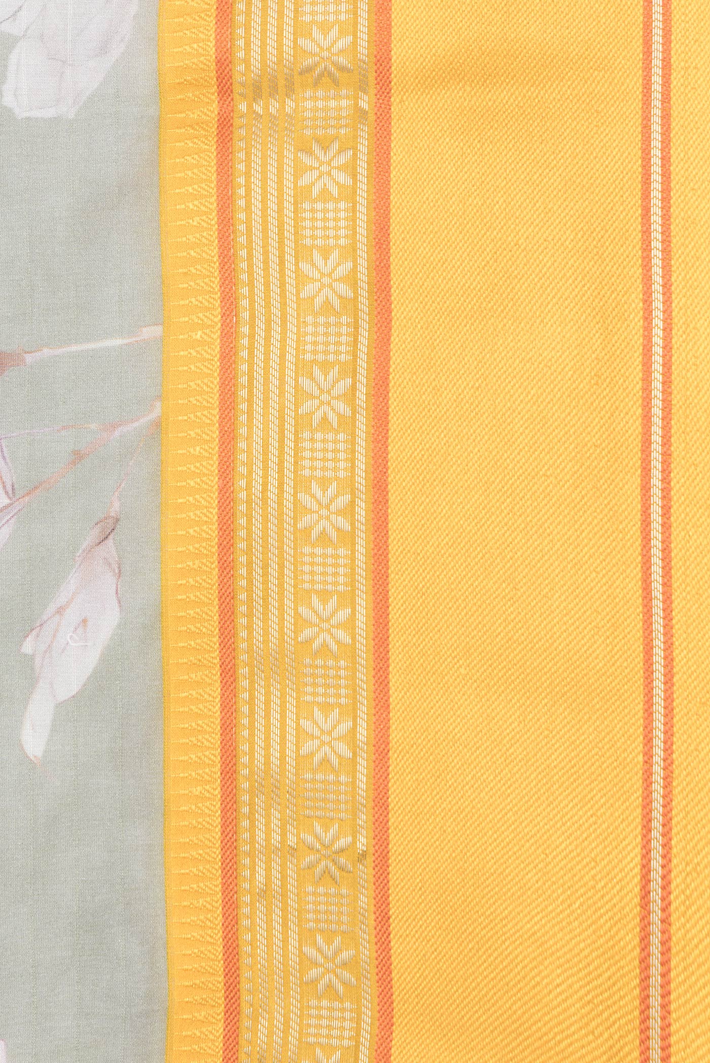 Border image of Pista Green Dual Tone Chanderi Silk Saree with Printed design on the body and Zari And Thread Border. 