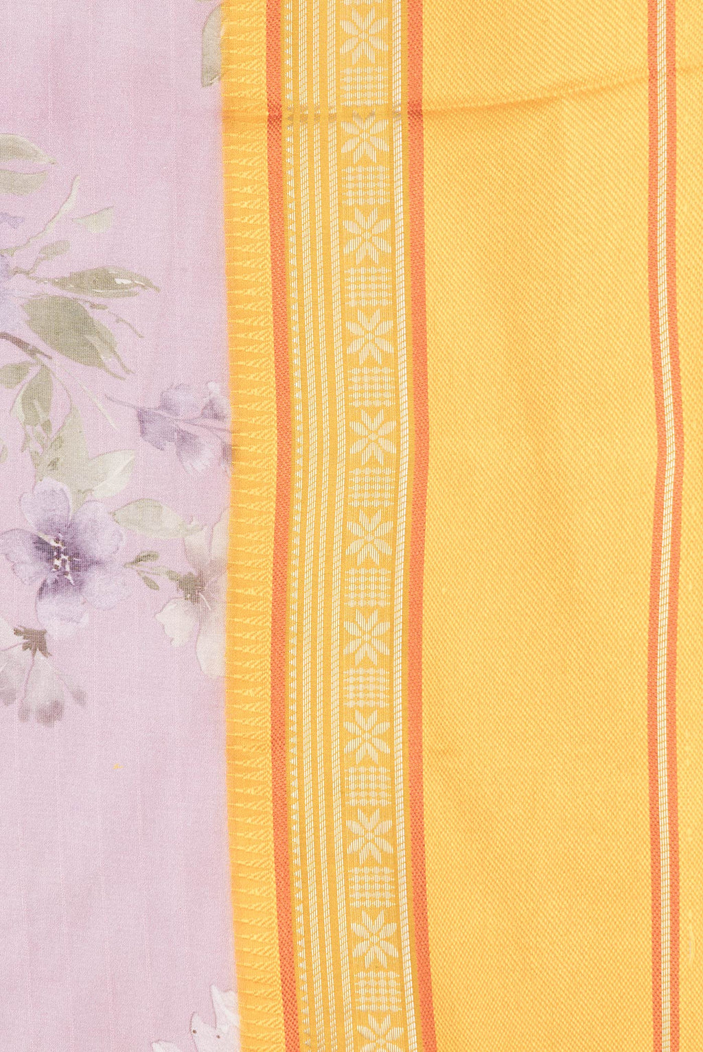 Border image of Rose Gold Dual Tone Chanderi Silk Saree with Printed design on the body and Zari And Thread Border. 