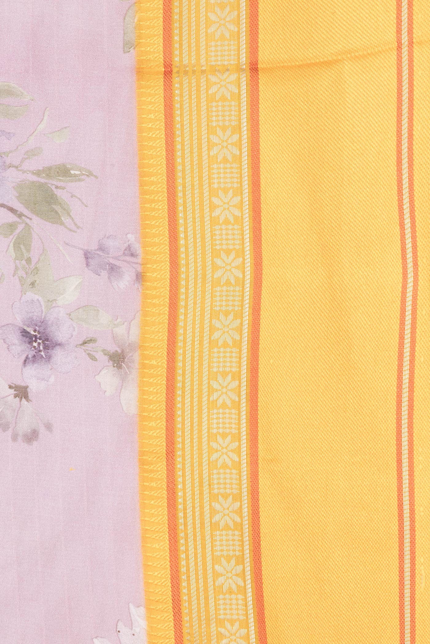 Border image of Rose Gold Dual Tone Chanderi Silk Saree with Printed design on the body and Zari And Thread Border. 