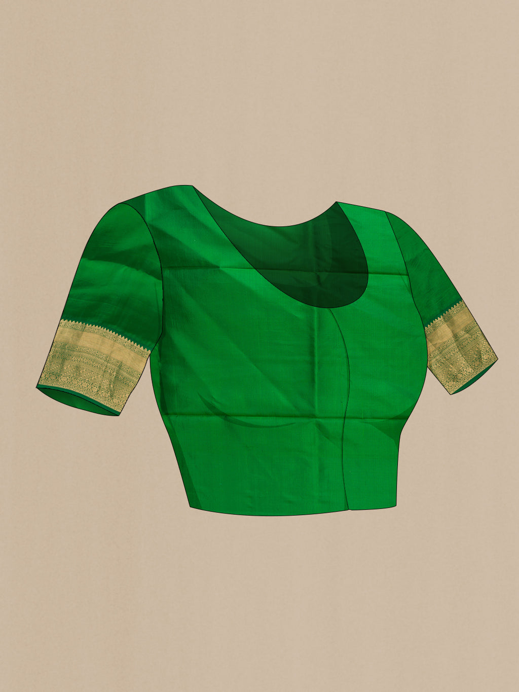 Close up image of the blouse of Brown Dual Tone Kanchipuram Silk Saree with Printed design on the body and Zari Border. 