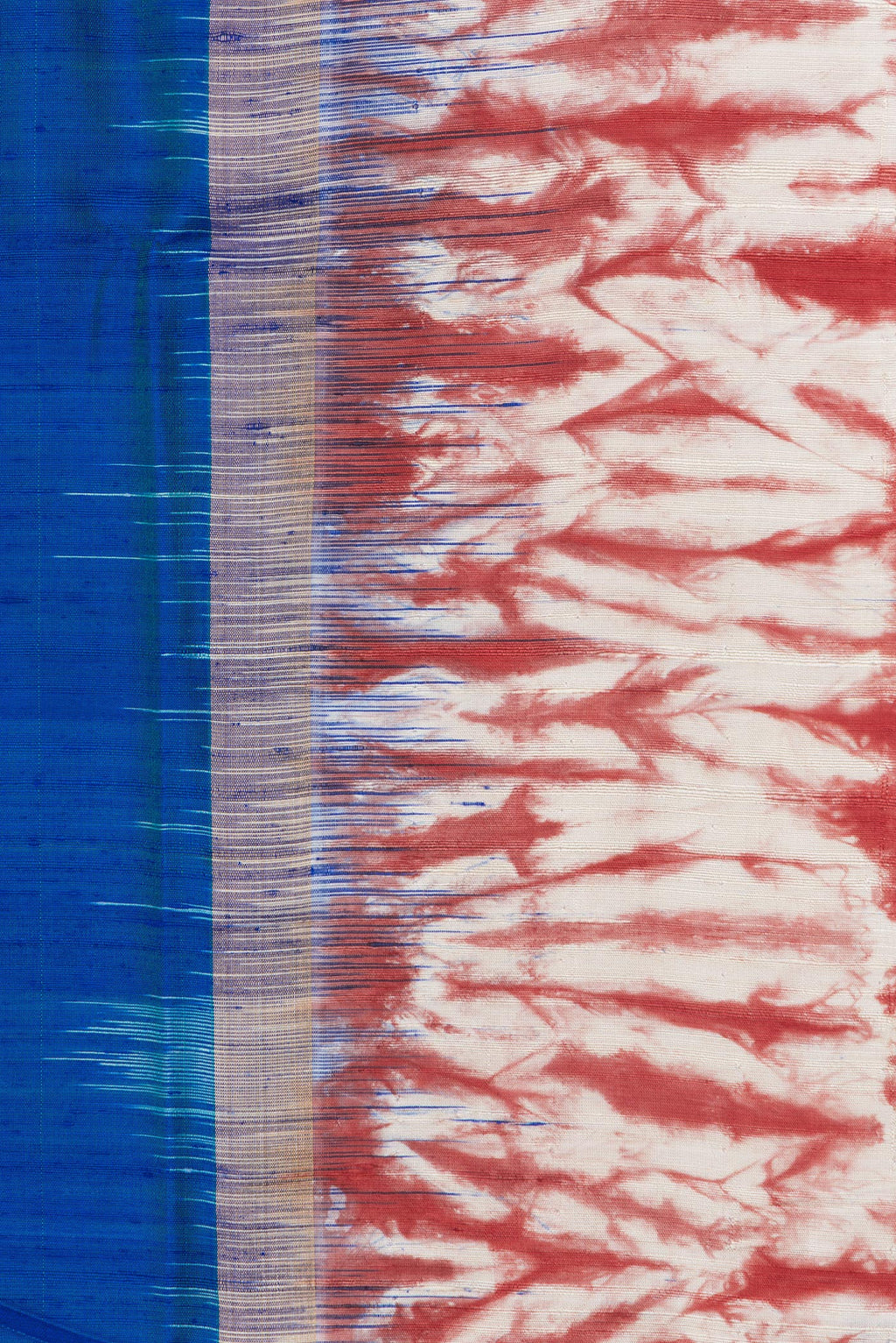 Border image of Peacock Blue Dual Tone Tussar Silk Saree with Plain Body and Printed Border. 