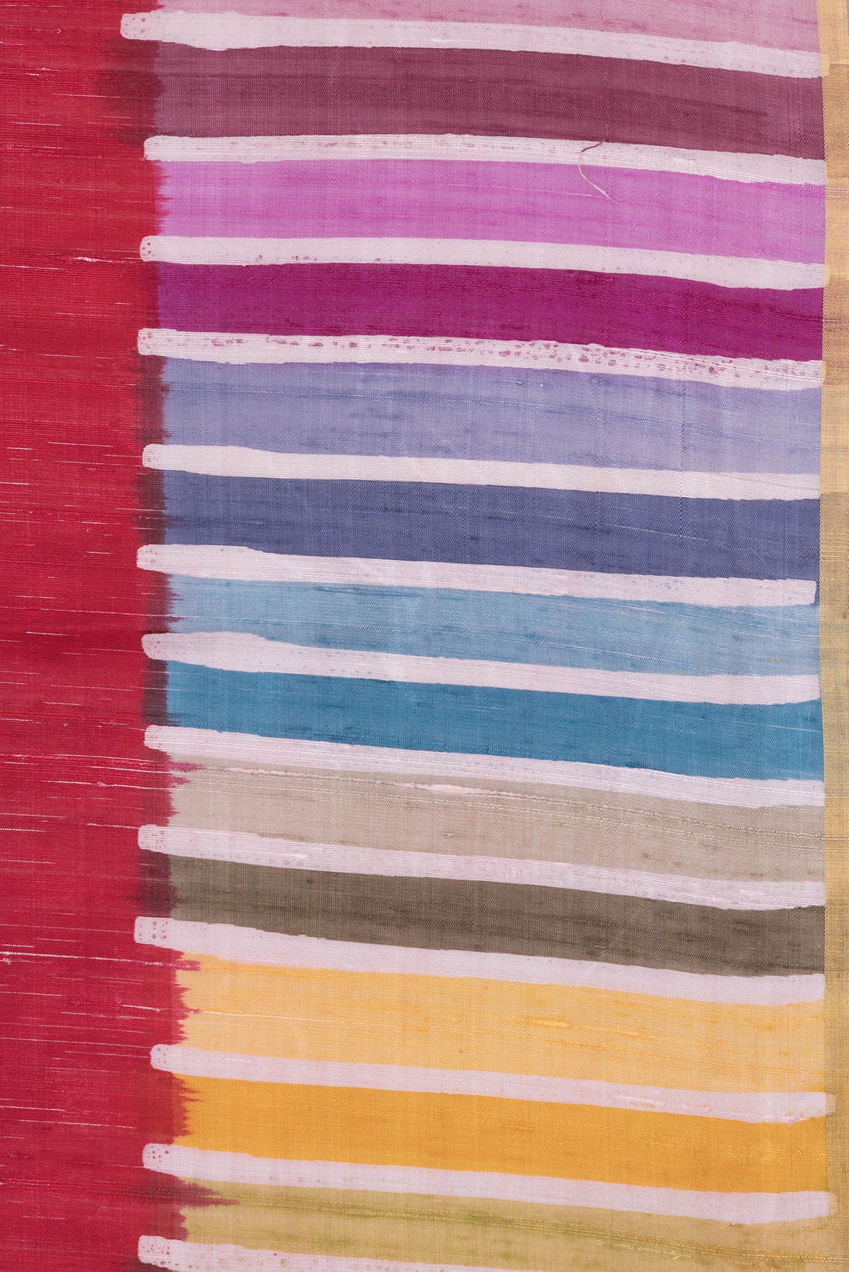 Border image of Red Dual Tone Tussar Silk Saree with Plain Body and Printed Border. 