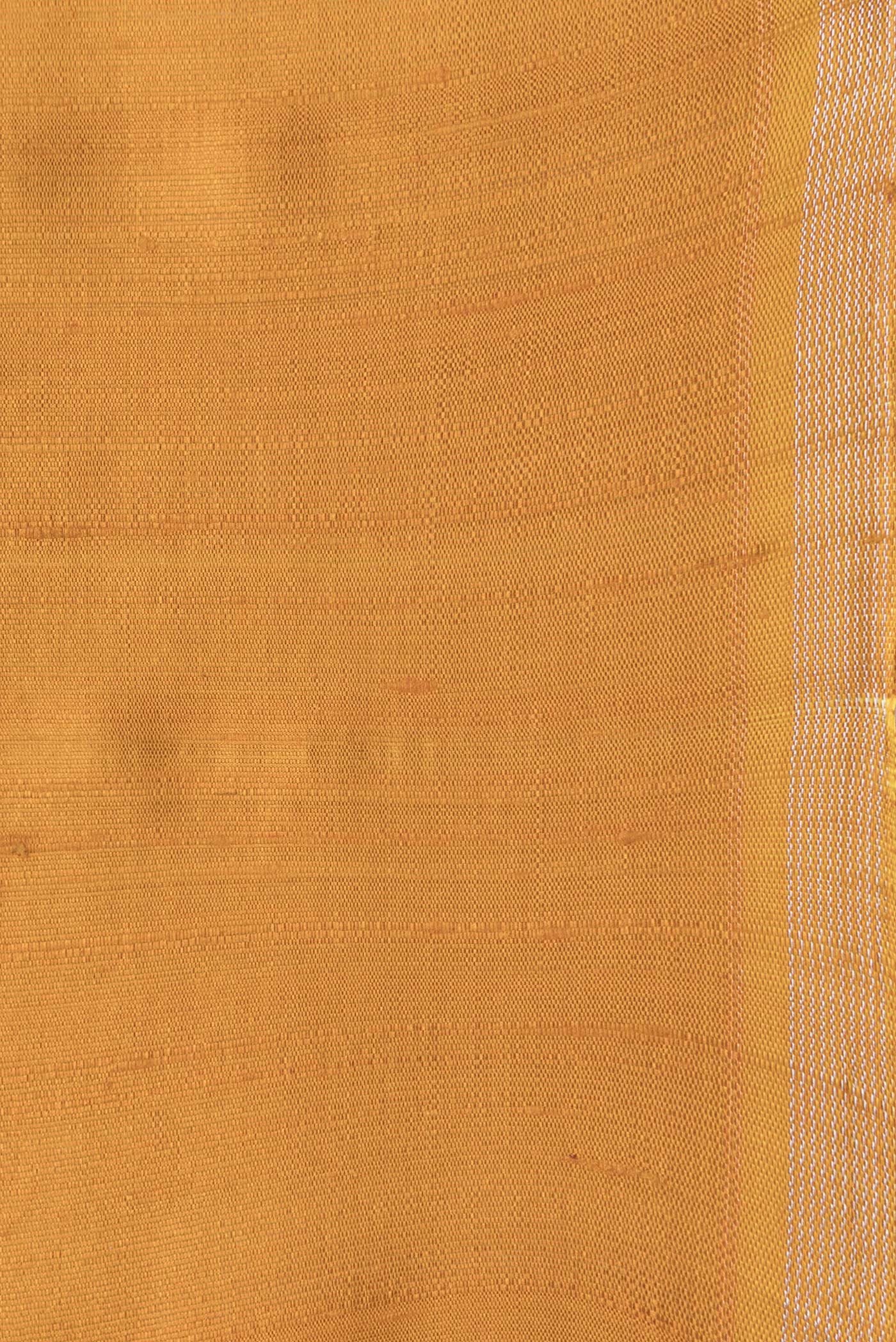 Border image of Mustard Dual Tone Raw Silk Saree with Plain Body and Thin Zari Line. 