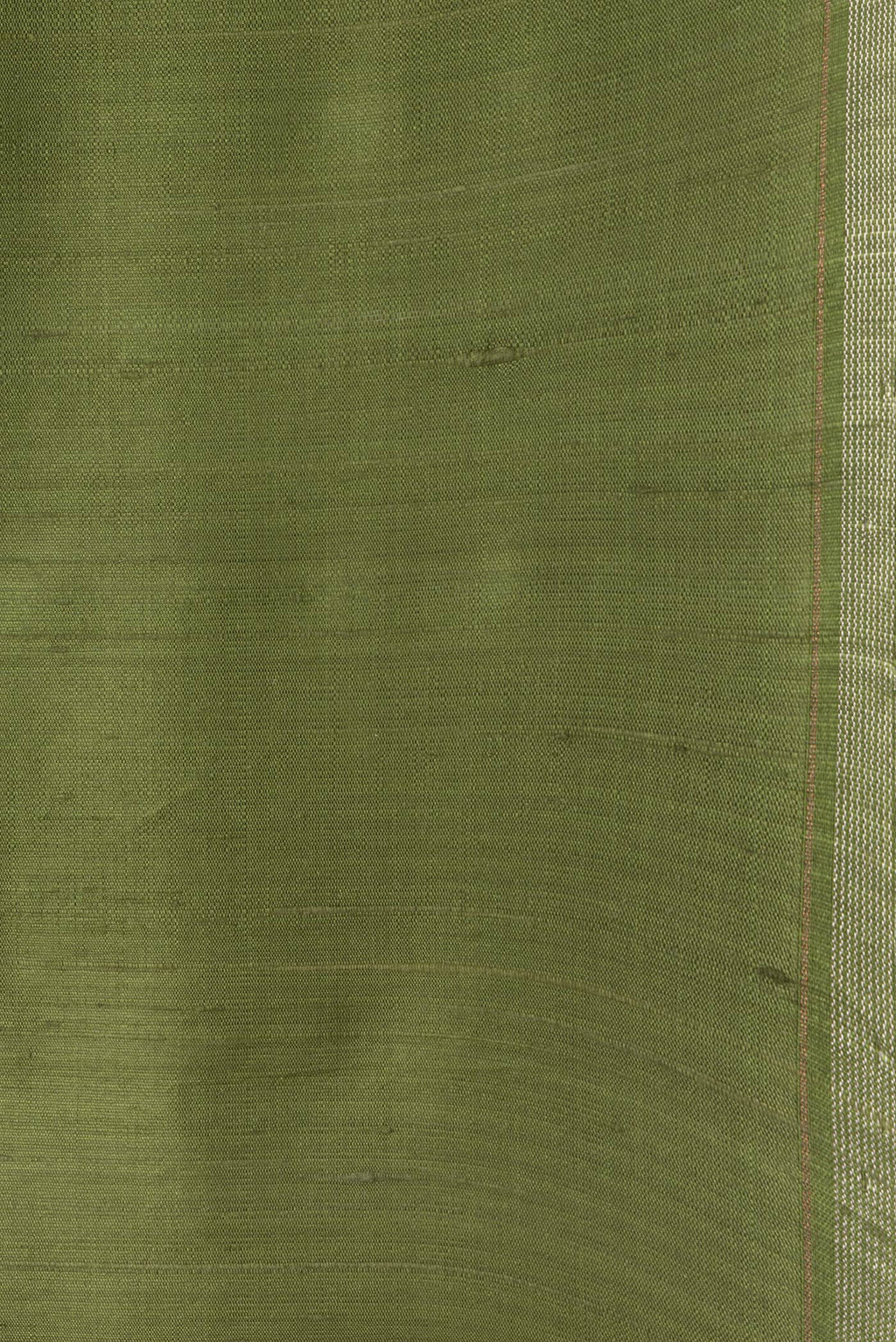 Border image of Green Dual Tone Raw Silk Saree with Plain Body and Thin Zari Line. 