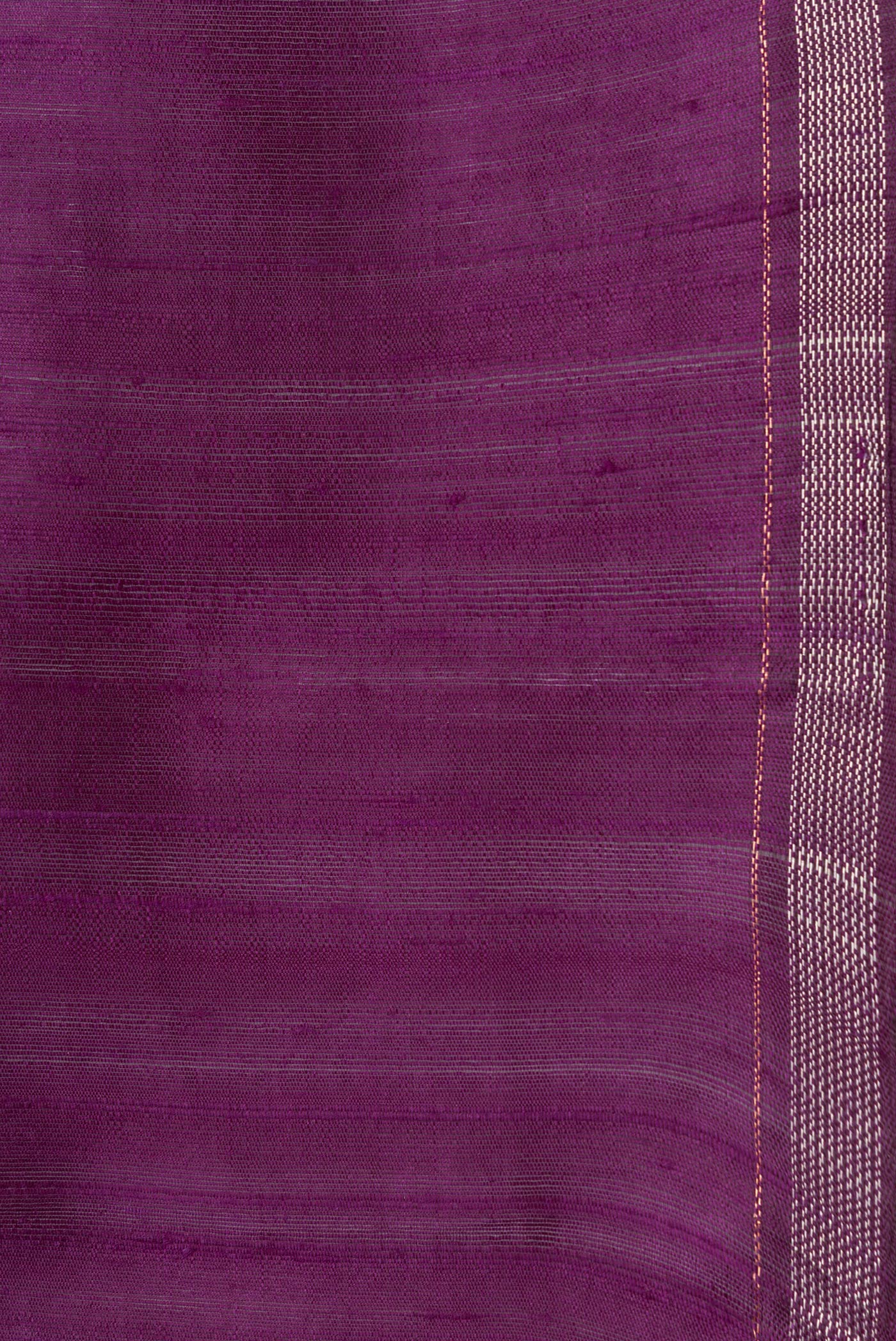 Border image of Violet Dual Tone Raw Silk Saree with Plain Body and Thin Zari Line. 
