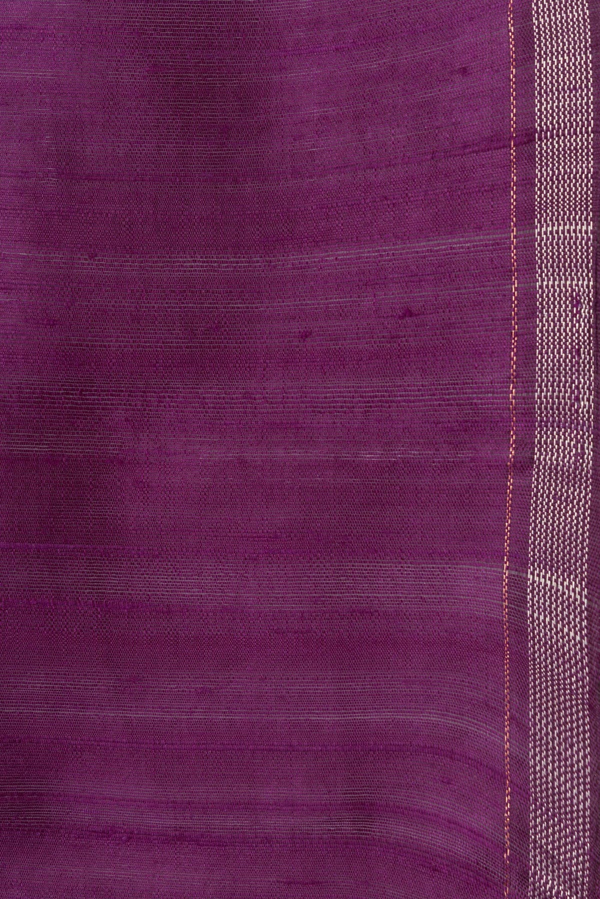 Border image of Violet Dual Tone Raw Silk Saree with Plain Body and Thin Zari Line. 