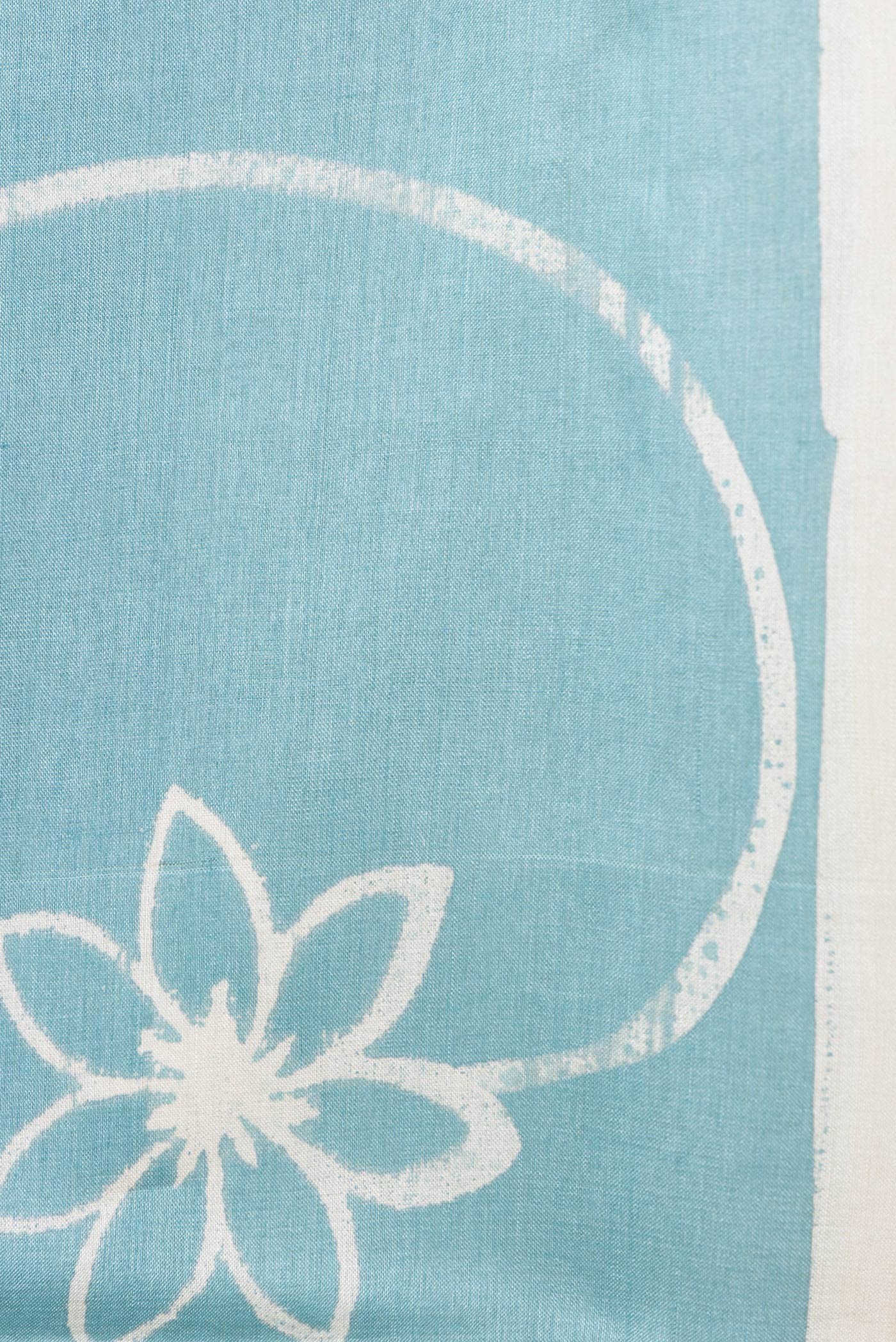 Border image of Sky Blue Dual Tone Tussar Silk Saree with Printed design on the body and Plain Border. 