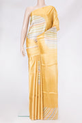 Sandal Tussar Silk Saree with Printed design on the body and Without Border.  displayed on a mannequin