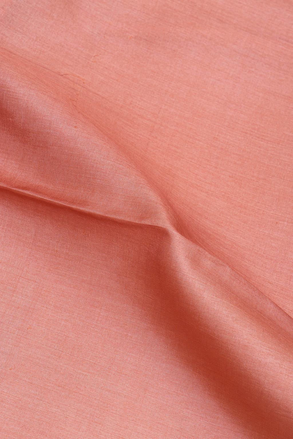 Close up of Golden Peach Tussar Silk Saree with Plain Body and Fancy Border.  displaying folds