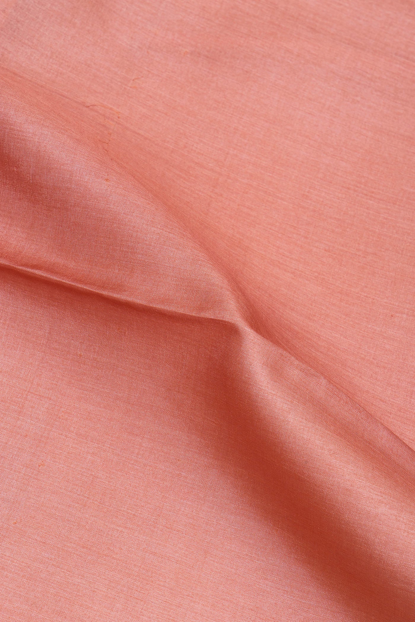 Close up of Golden Peach Tussar Silk Saree with Plain Body and Fancy Border.  displaying folds