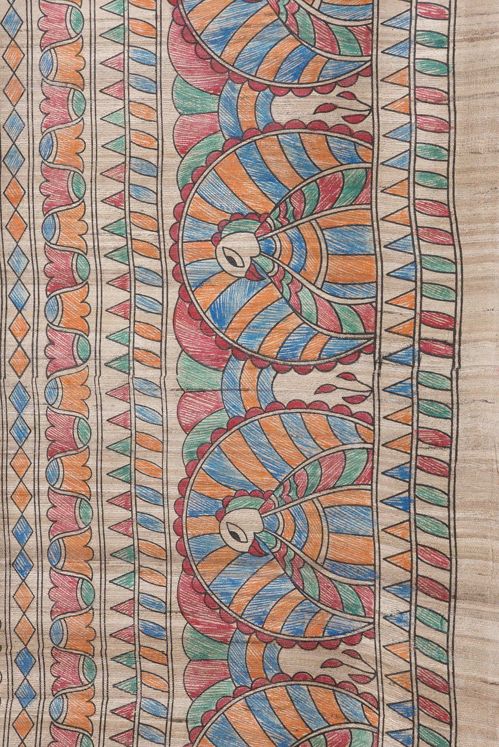 Border image of Beige Dual Tone Tussar Silk Saree with Printed design on the body and Printed Border. 