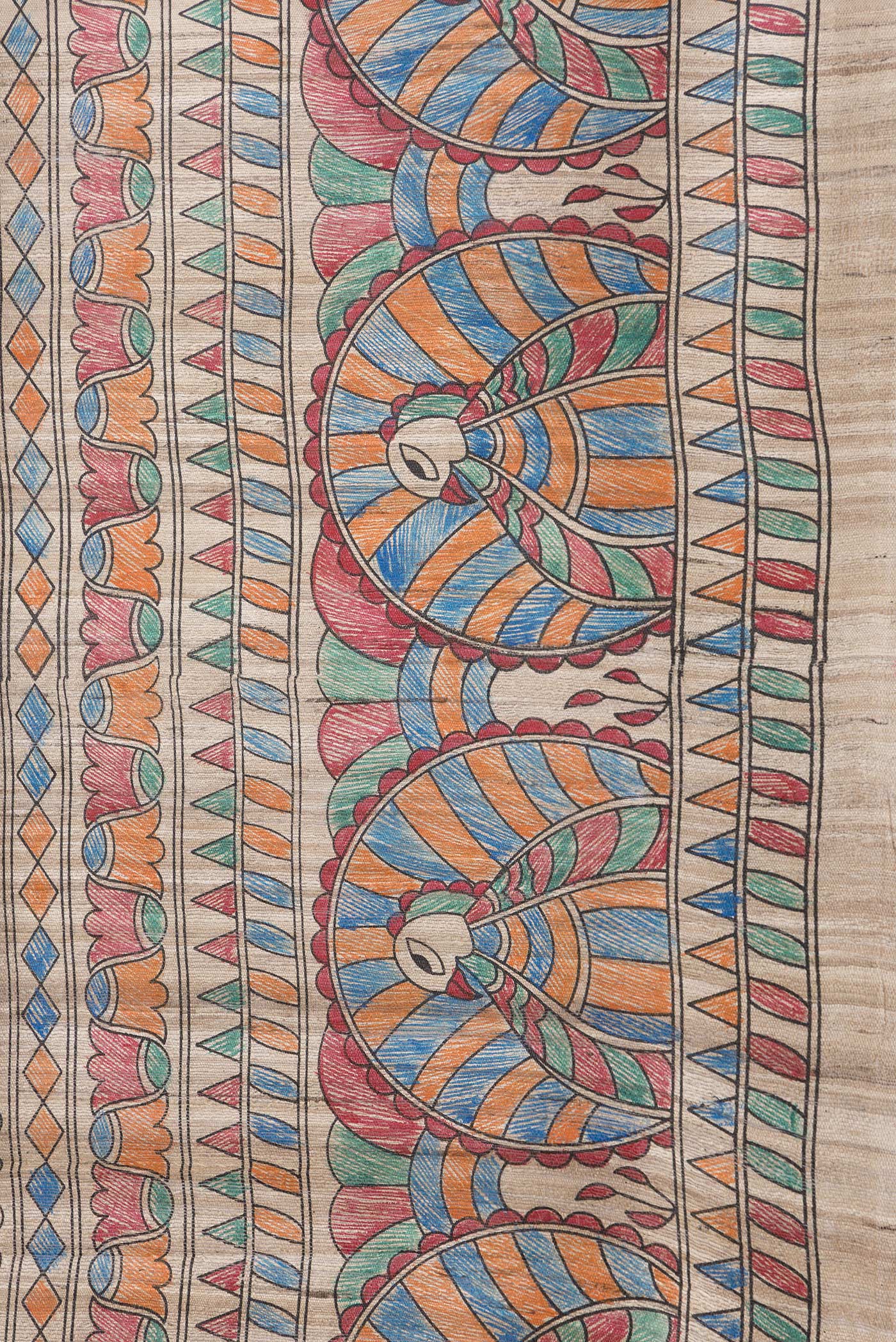 Border image of Beige Dual Tone Tussar Silk Saree with Printed design on the body and Printed Border. 