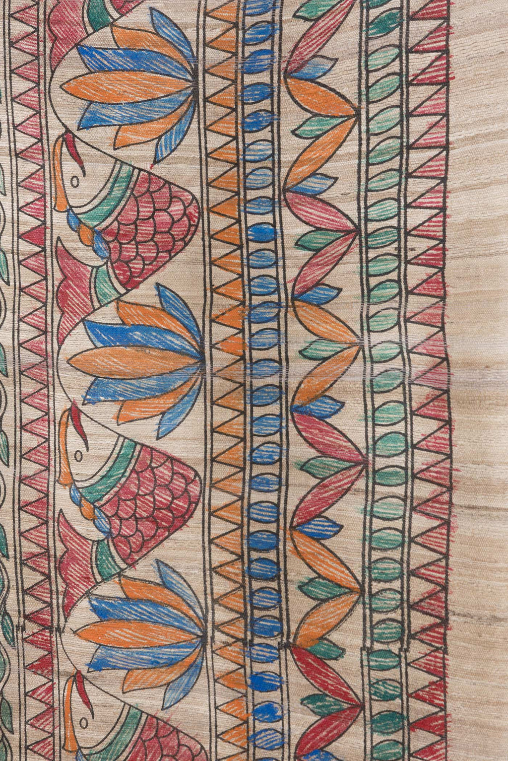 Border image of Beige Dual Tone Tussar Silk Saree with Printed design on the body and Printed Border. 