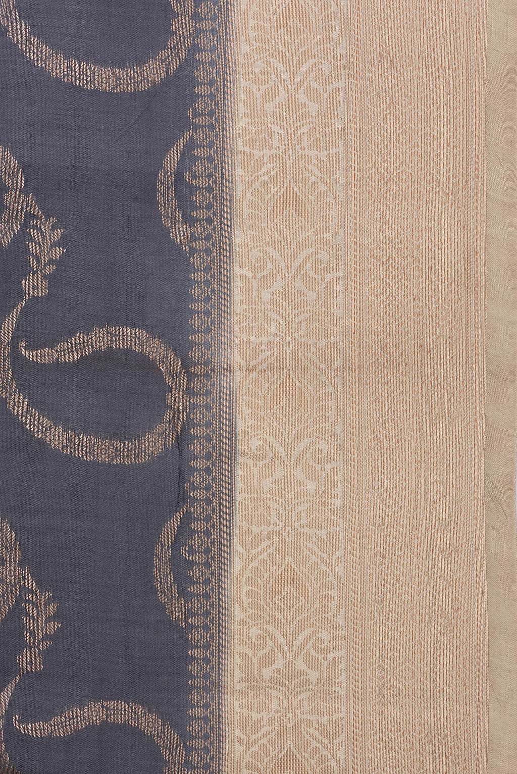 Border image of Grey Dual Tone Tussar Silk Saree with Zari Brocade on the body and Zari Border. 
