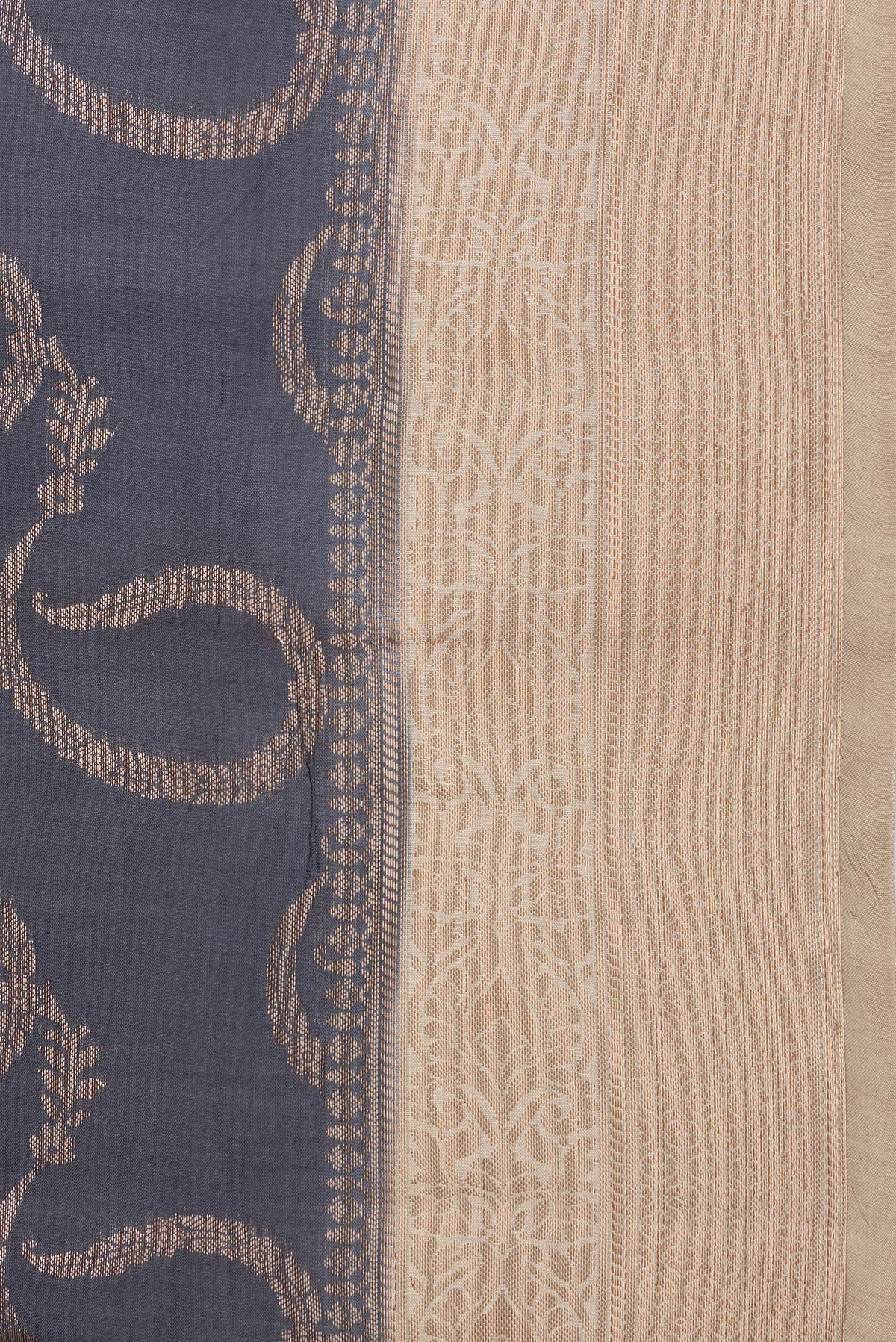 Border image of Grey Dual Tone Tussar Silk Saree with Zari Brocade on the body and Zari Border. 