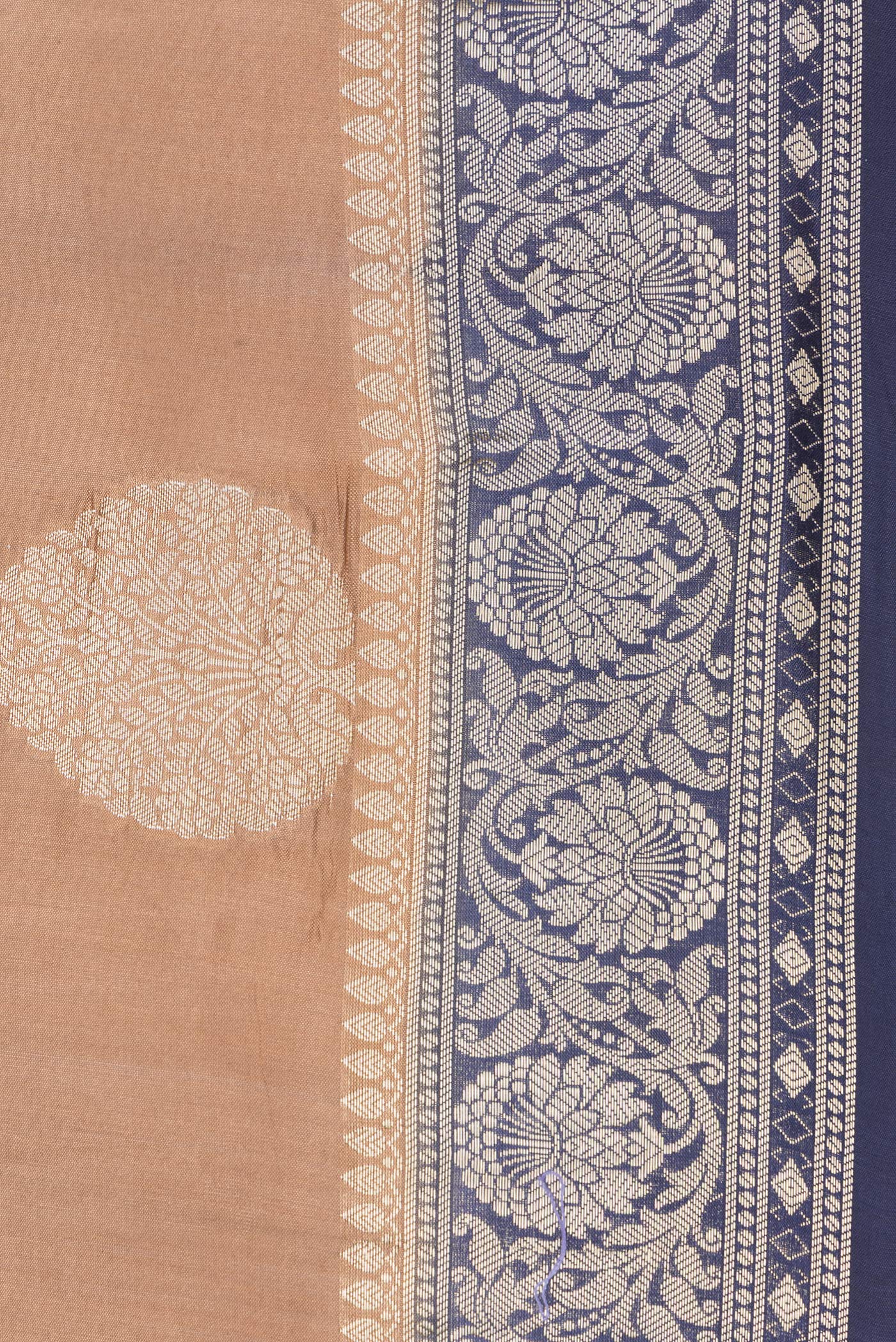 Border image of Beige Dual Tone Tussar Silk Saree with Zari Butta on the body and Zari Border. 