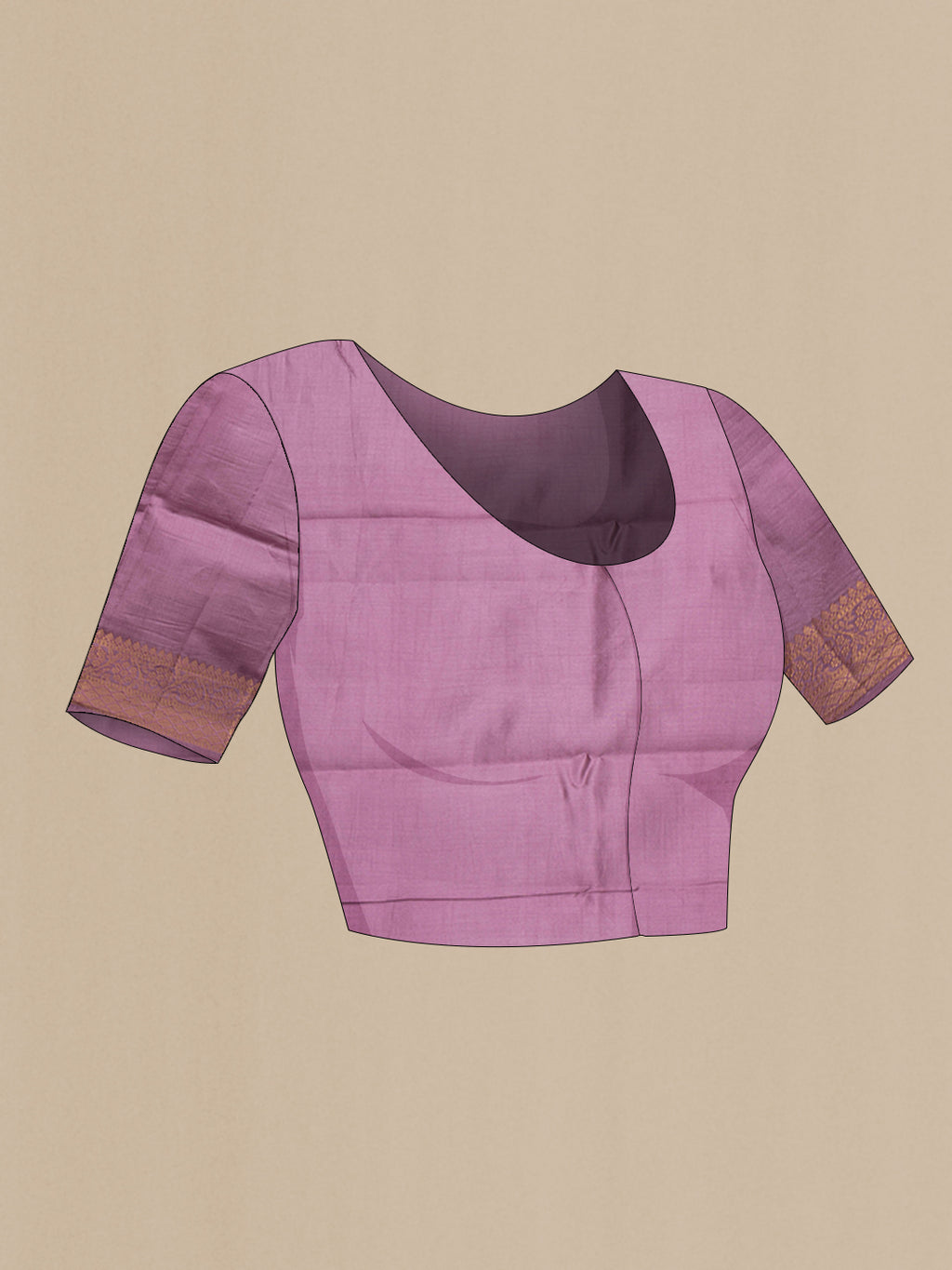 Close up image of the blouse of Green Tussar Silk Saree with Checked design on the body and Thread Border. 