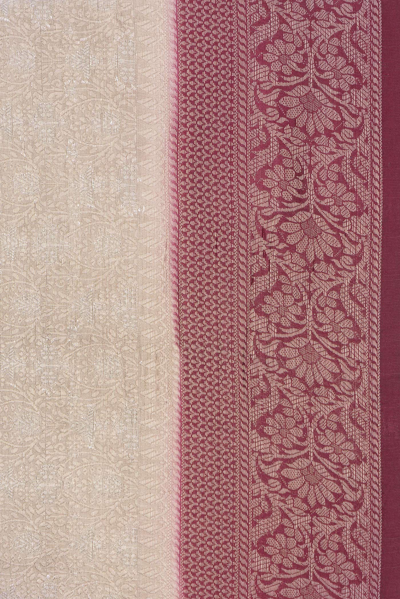 Border image of Beige Dual Tone Tussar Silk Saree with Zari Brocade on the body and Zari Border. 