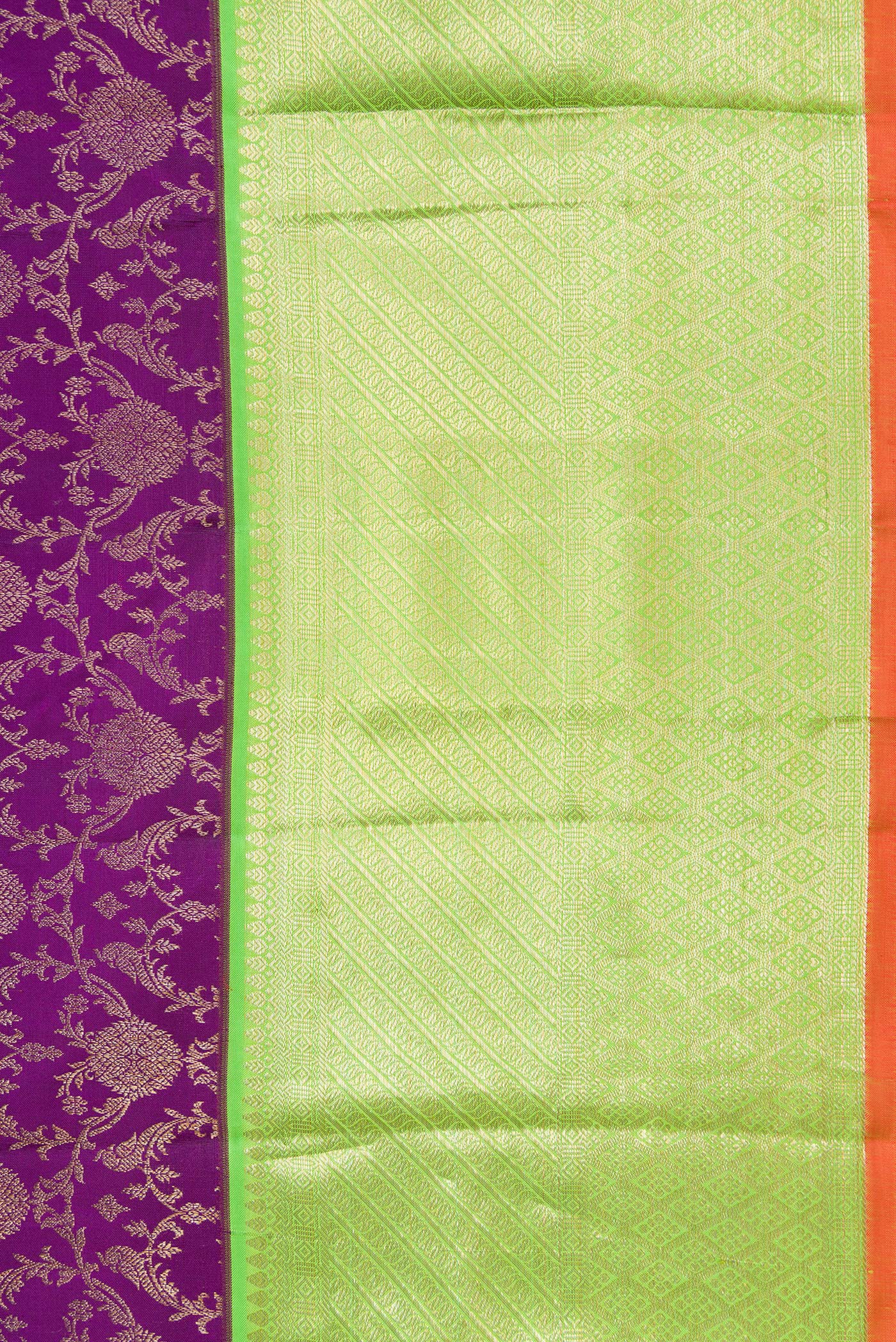 Border image of Royal Blue Dual Tone Kanchipuram Silk Saree with Zari Brocade on the body and Zari Border. 