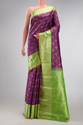 Royal Blue Dual Tone Kanchipuram Silk Saree with Zari Brocade on the body and Zari Border.  displayed on a mannequin