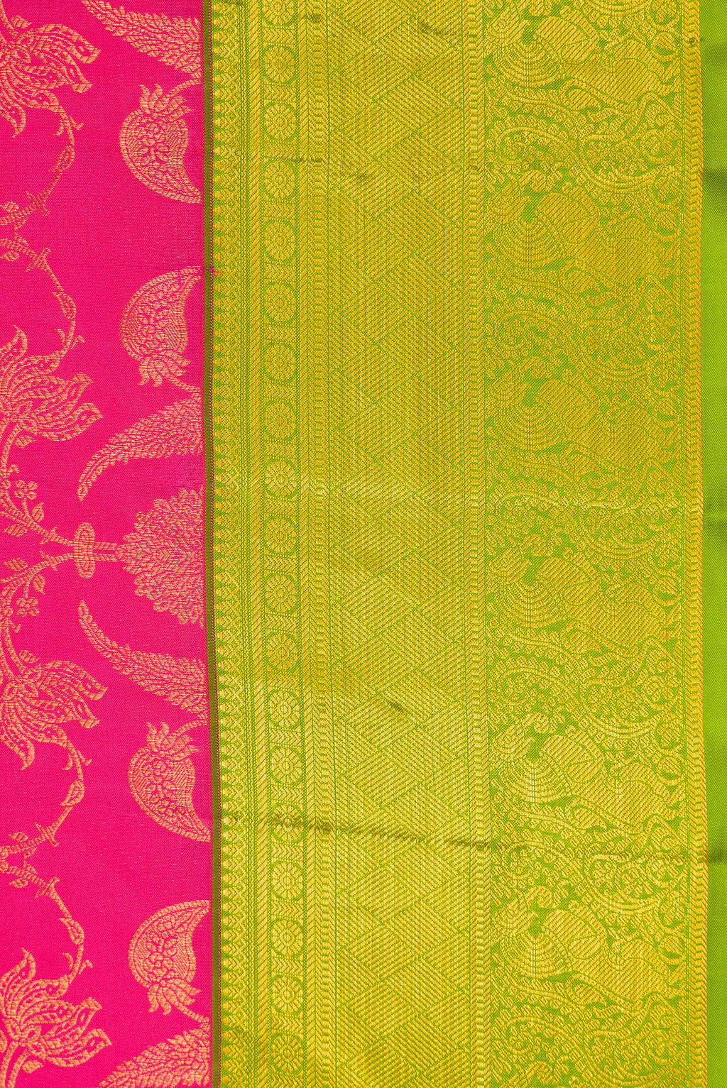 Border image of Pink Dual Tone Kanjivaram Silk Saree with Zari Brocade on the body and Zari Border. 