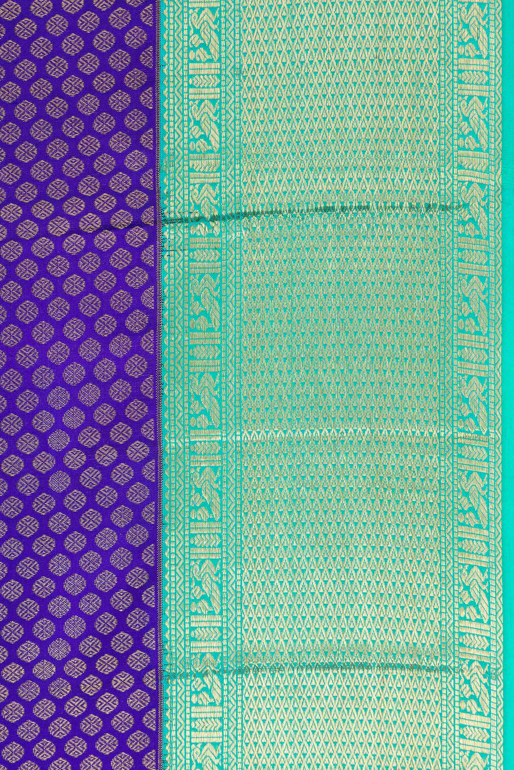 Border image of Royal Blue Dual Tone Kanjivaram Silk Saree with Zari Brocade on the body and Zari Border. 