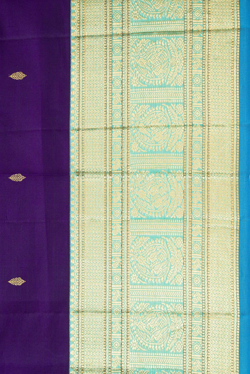 Border image of Violet Dual Tone Kanjivaram Silk Saree with Zari Butta on the body and Zari Border. 