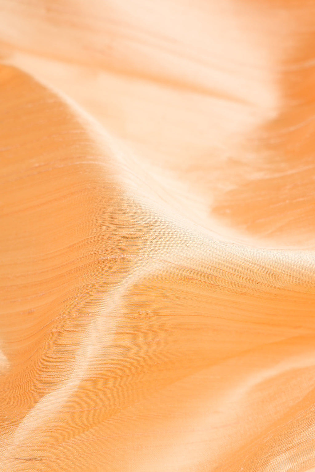 Close up of Sandal Raw Silk Saree with Plain Body and Thin Zari Line.  displaying folds