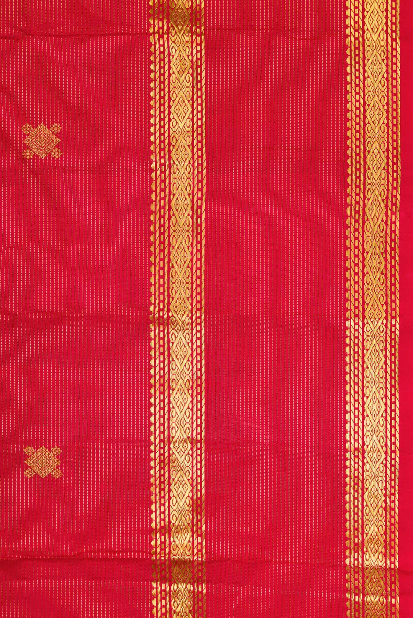 Border image of Pure Silk Pure Zari Red Dual Tone Kanjivaram Saree with Stripes on the body and Zari Border. 