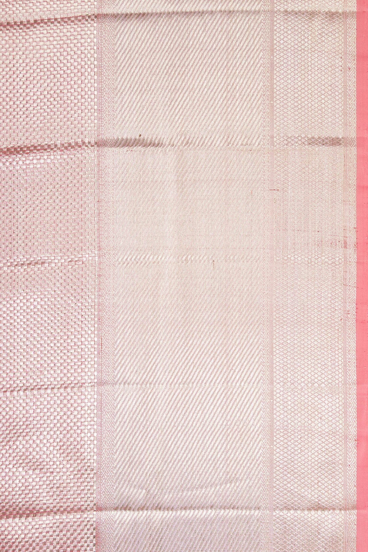 Border image of Pink Dual Tone Kanjivaram Tissue Silk Saree with Zari Brocade on the body and Zari Border. 