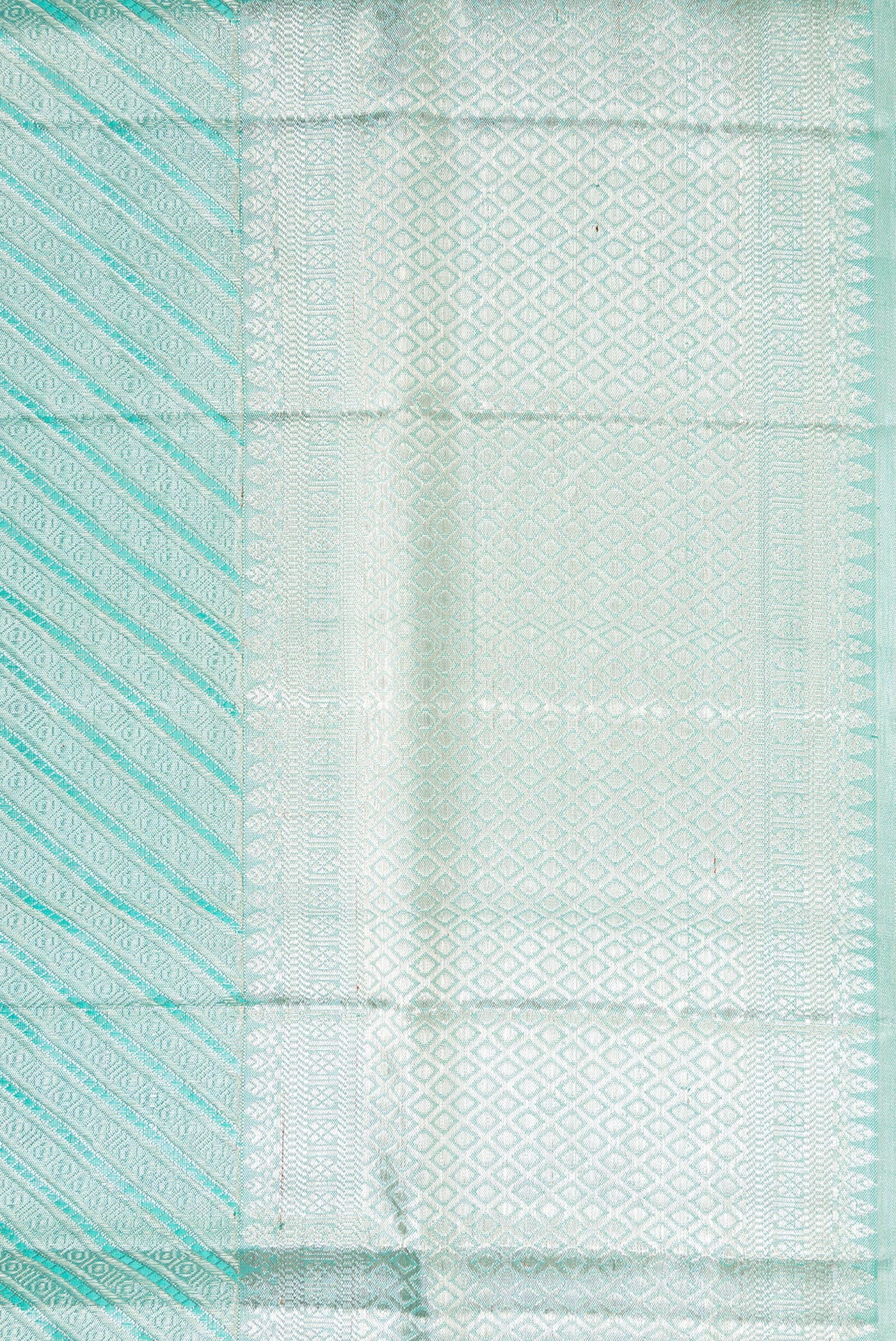 Border image of Pure Silk Pure Zari Sky Blue Dual Tone Kanjivaram Tissue Saree with Zari Brocade on the body and Zari Border. 
