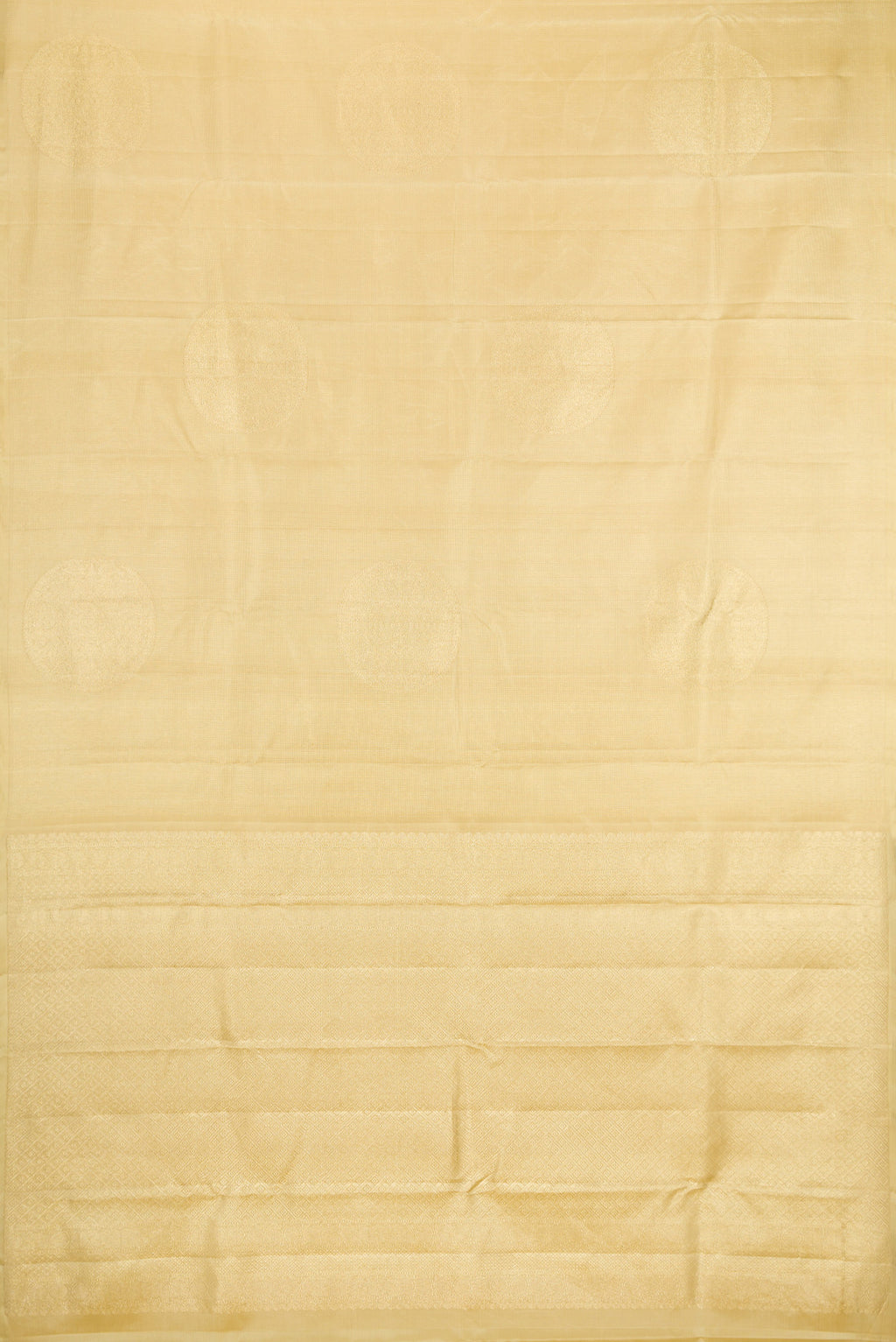 Flat view of Sandal Kanjivaram Silk Saree with Stripes on the body and Without Border. 