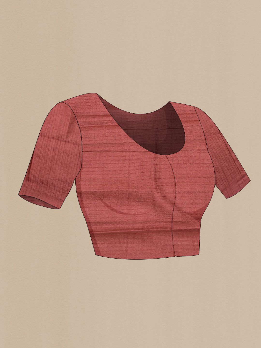 Close up image of the blouse of Rose Gold Dual Tone Tussar Silk Saree with Embroidery on the body and Fancy Border. 