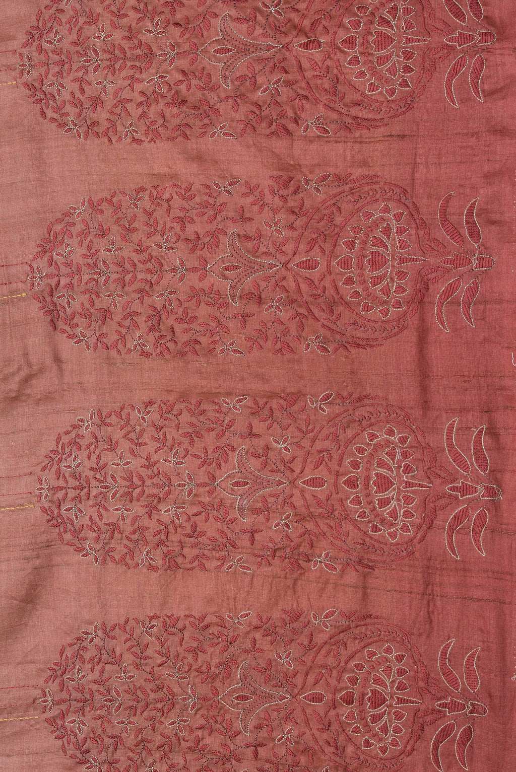 Border image of Rose Gold Dual Tone Tussar Silk Saree with Embroidery on the body and Fancy Border. 