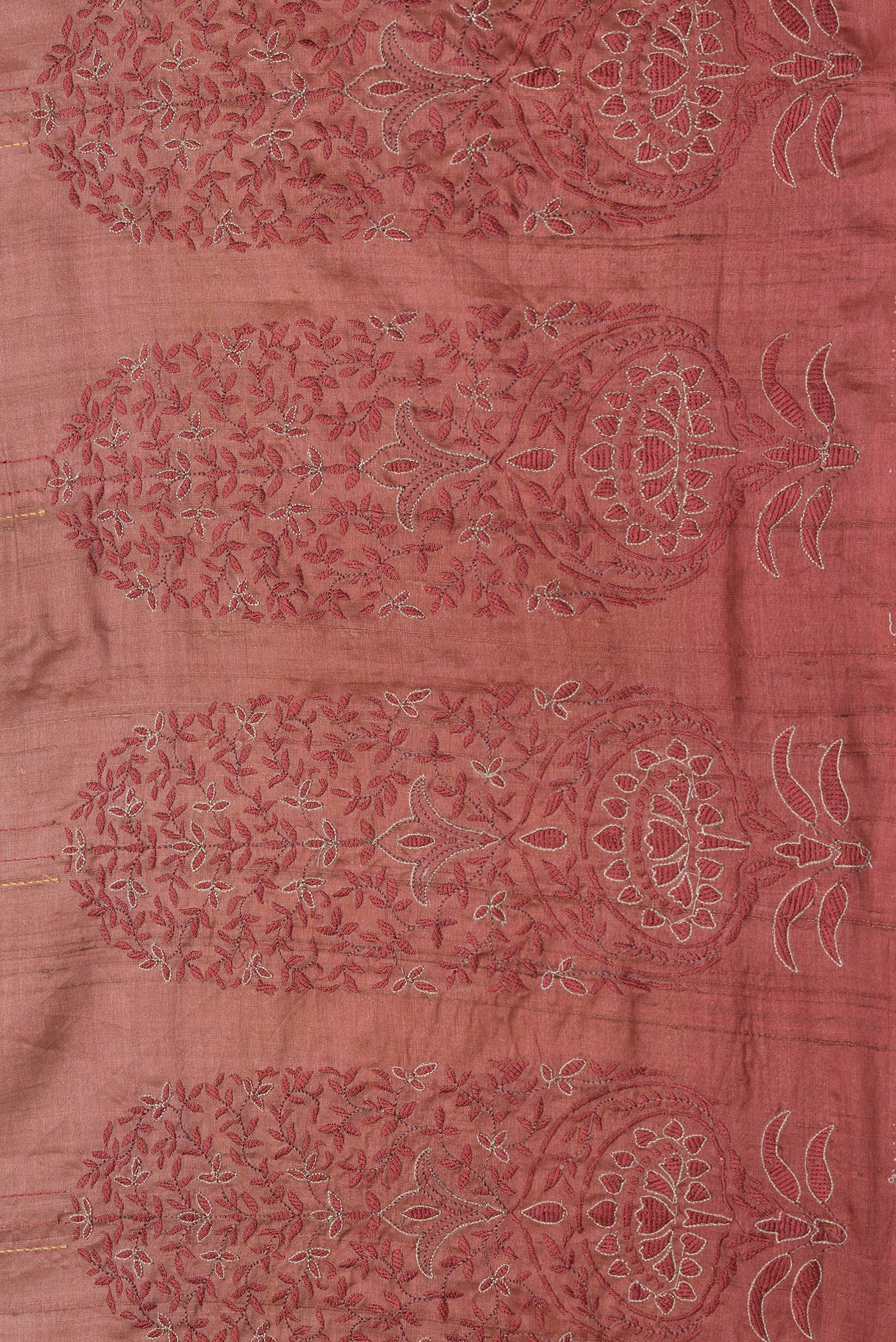 Border image of Rose Gold Dual Tone Tussar Silk Saree with Embroidery on the body and Fancy Border. 